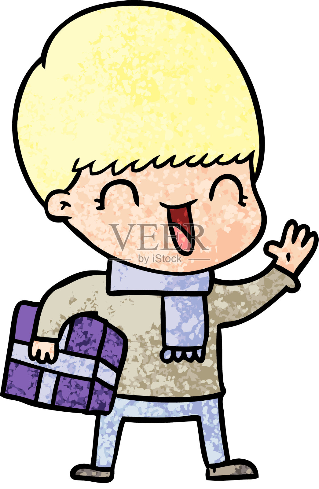 快乐的卡通男孩插画图片素材