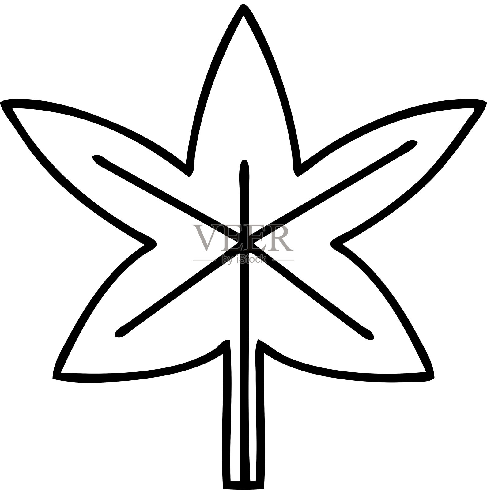 秋叶的卡通线条画插画图片素材