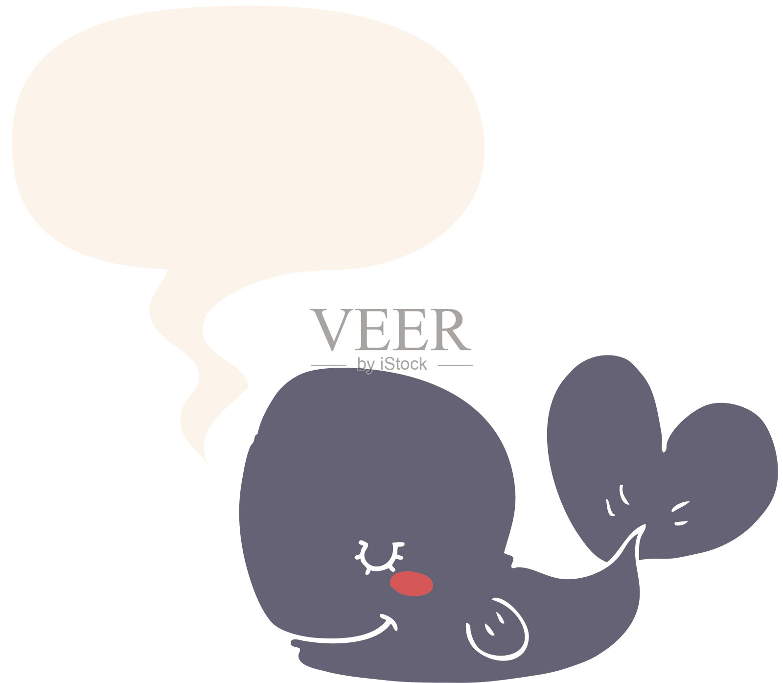 复古风格的卡通鲸鱼和语音泡泡插画图片素材