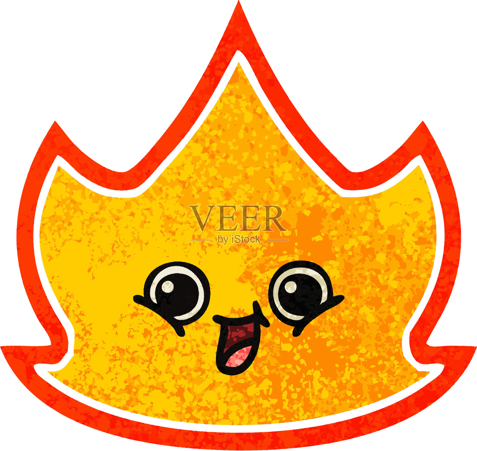 复古插图风格的卡通的火插画图片素材