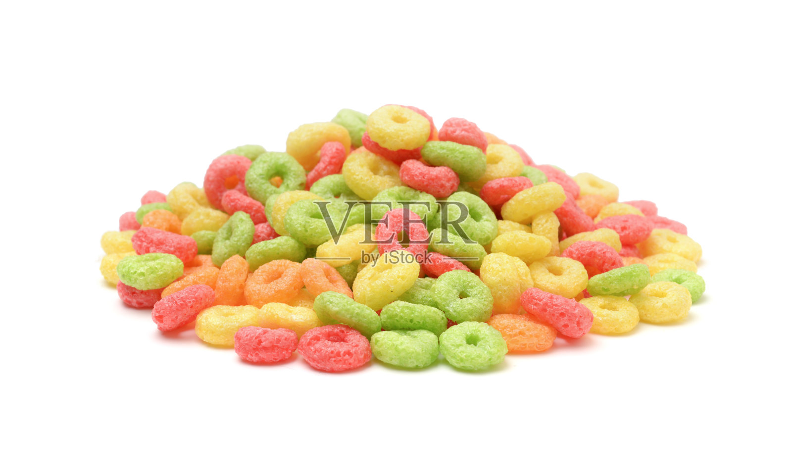 五彩缤纷的早餐圈孤立。照片摄影图片