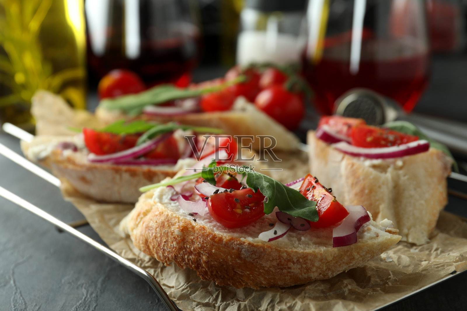 意式烤面包小吃的美味食物概念照片摄影图片