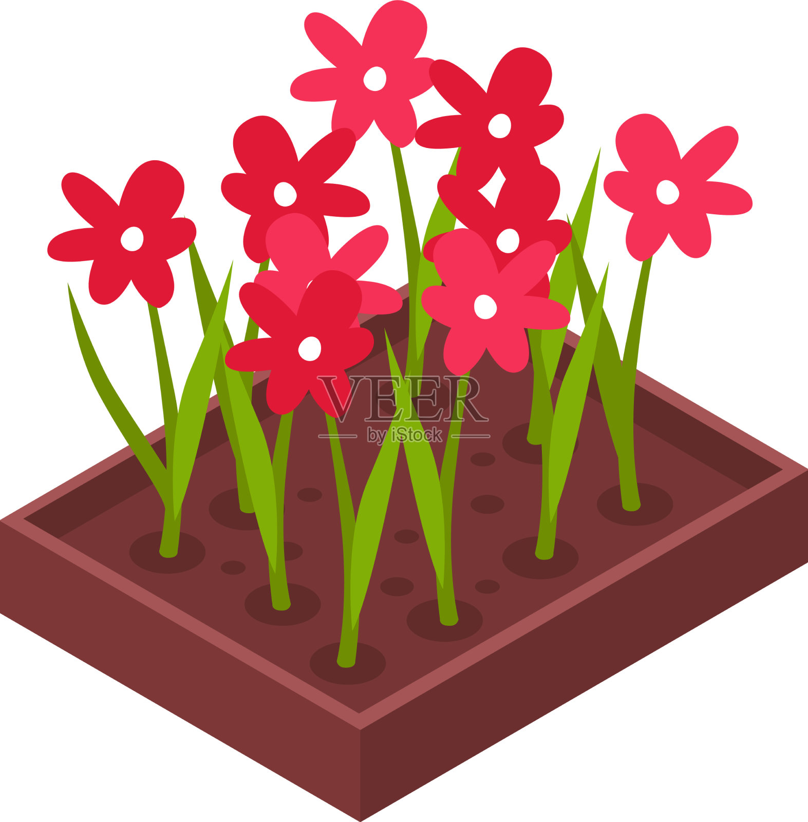 花坛等距图标设计元素图片