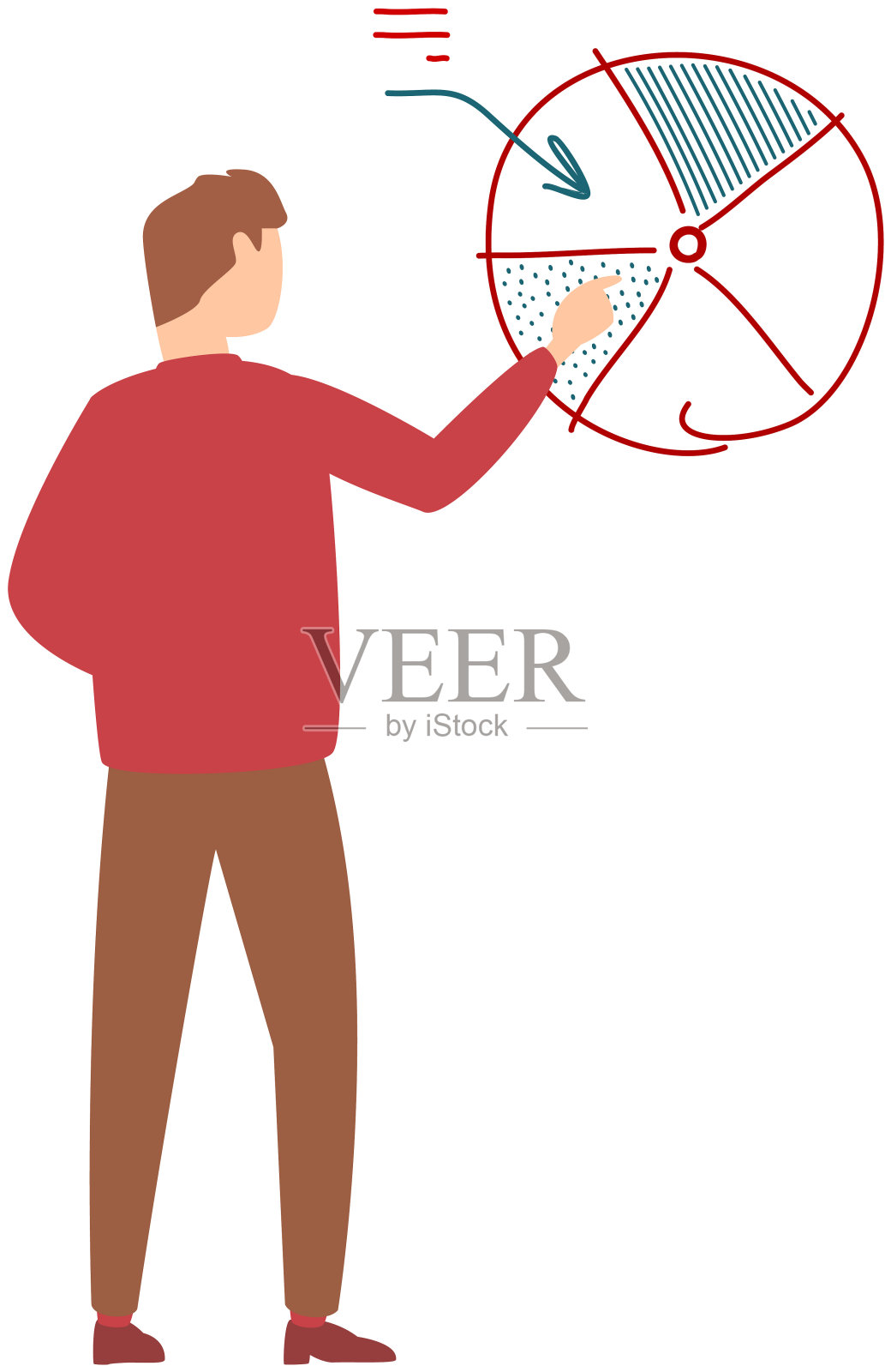 商人分析图表，分析师做演示。数据科学概念。饼状图和图解插画图片素材