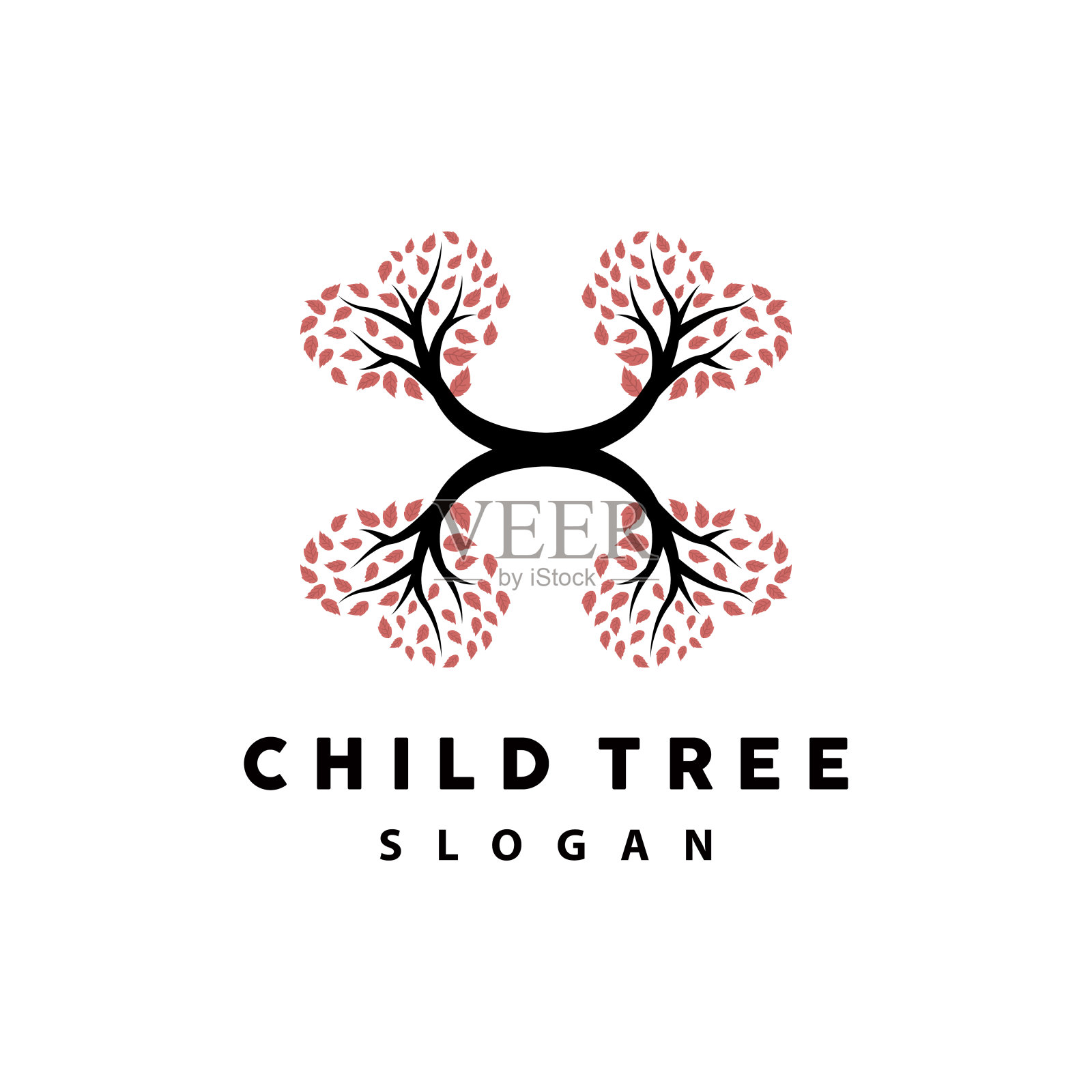 树的标志，生活平衡教育矢量，豪华优雅简单的树的设计，操场插图图标插画图片素材