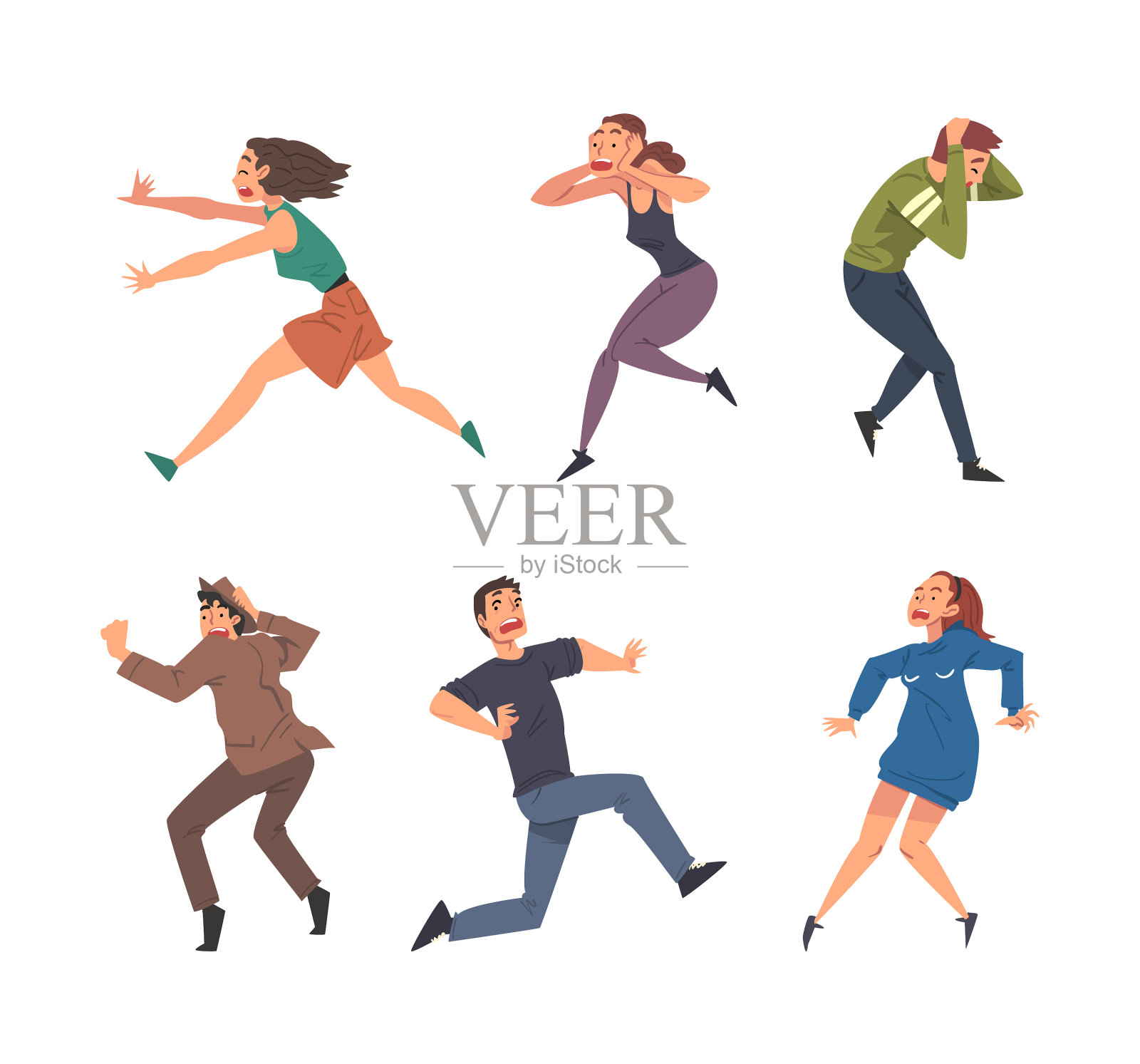 人们害怕的东西害怕和震惊插画图片素材