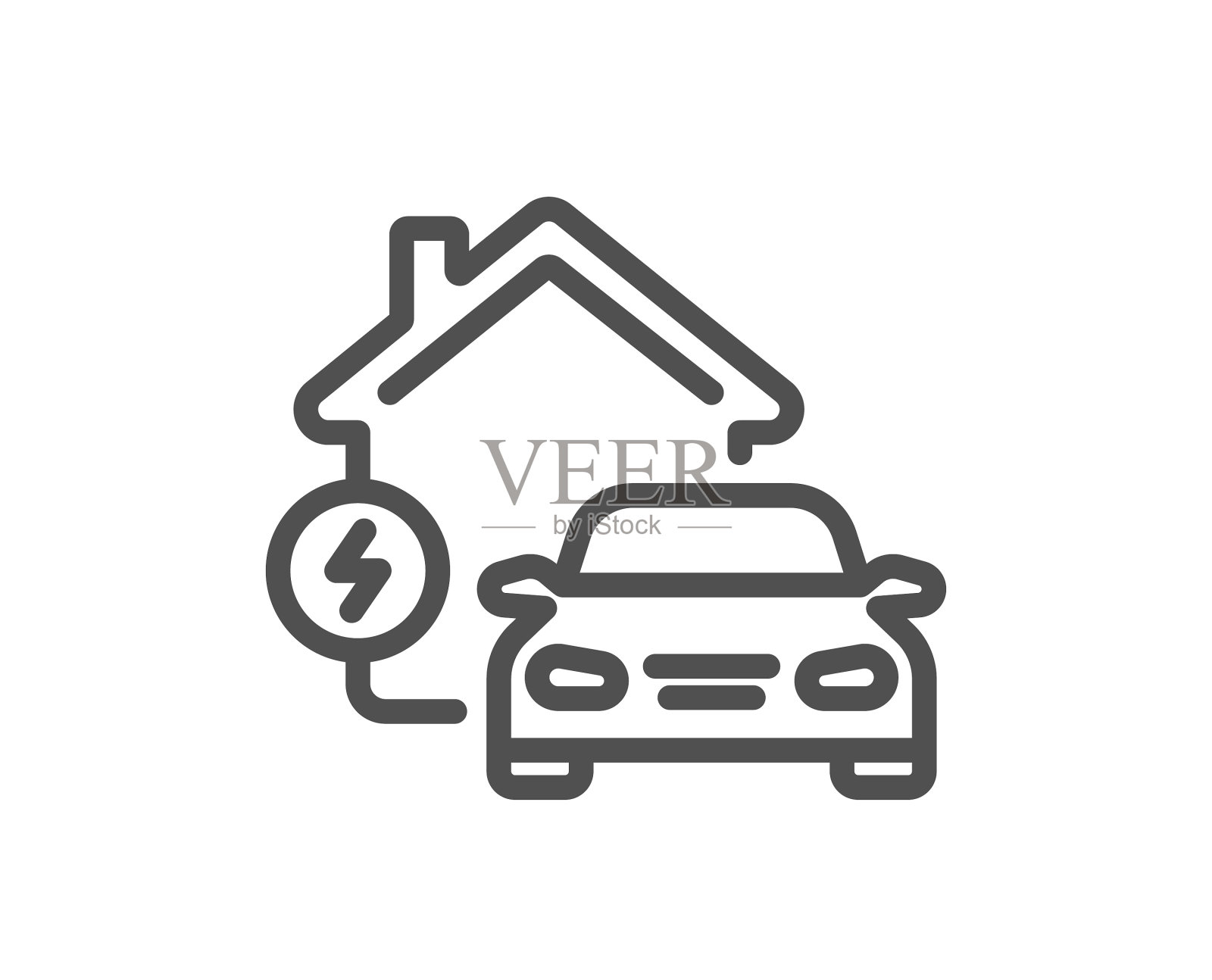 充电站线路图标家用车载充电器标志图标素材
