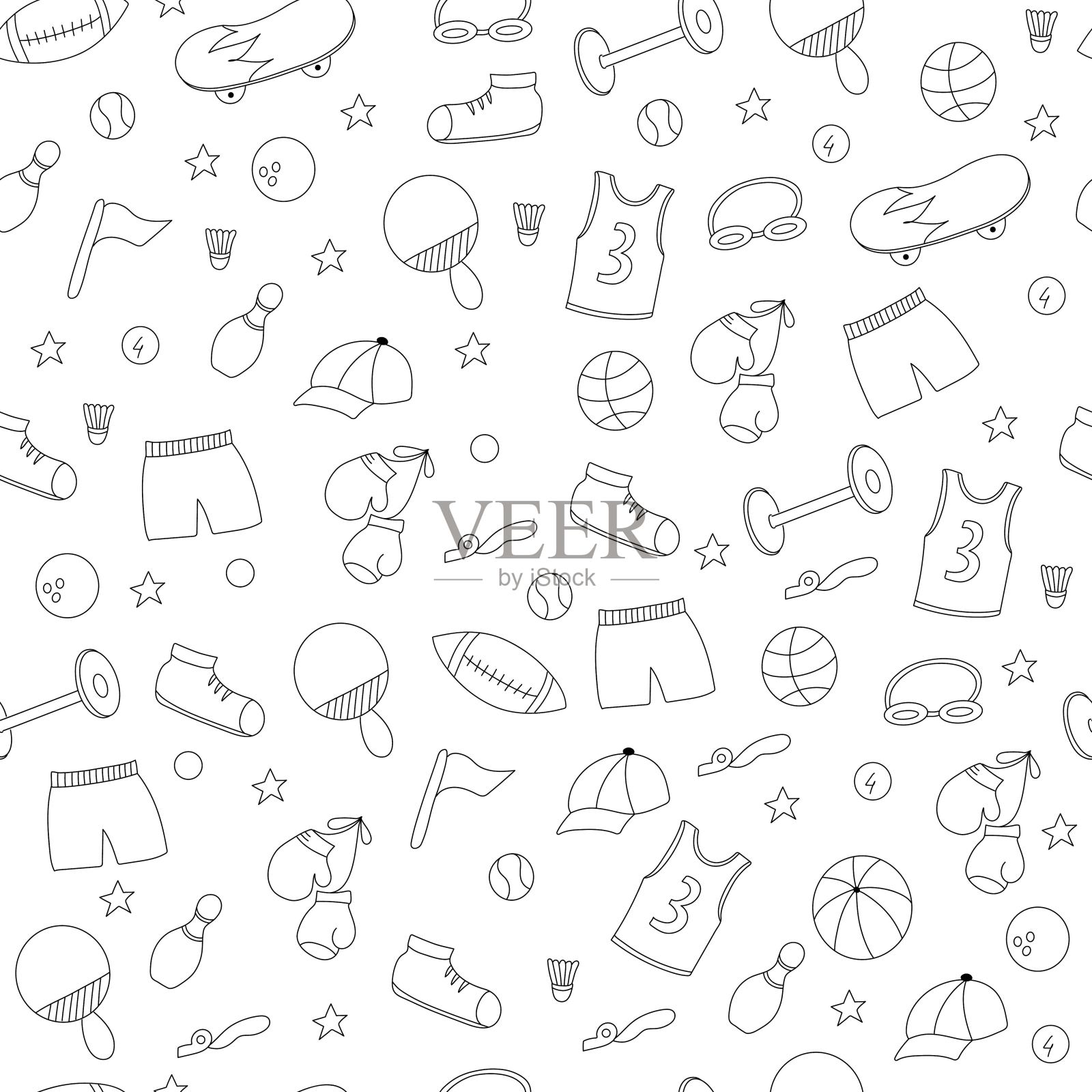 运动无缝花纹插画图片素材