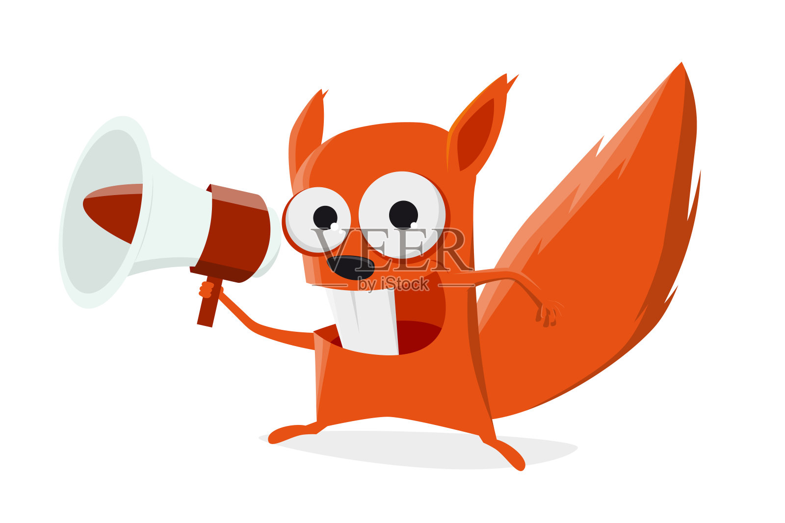 带着扩音器的搞笑卡通松鼠插画图片素材