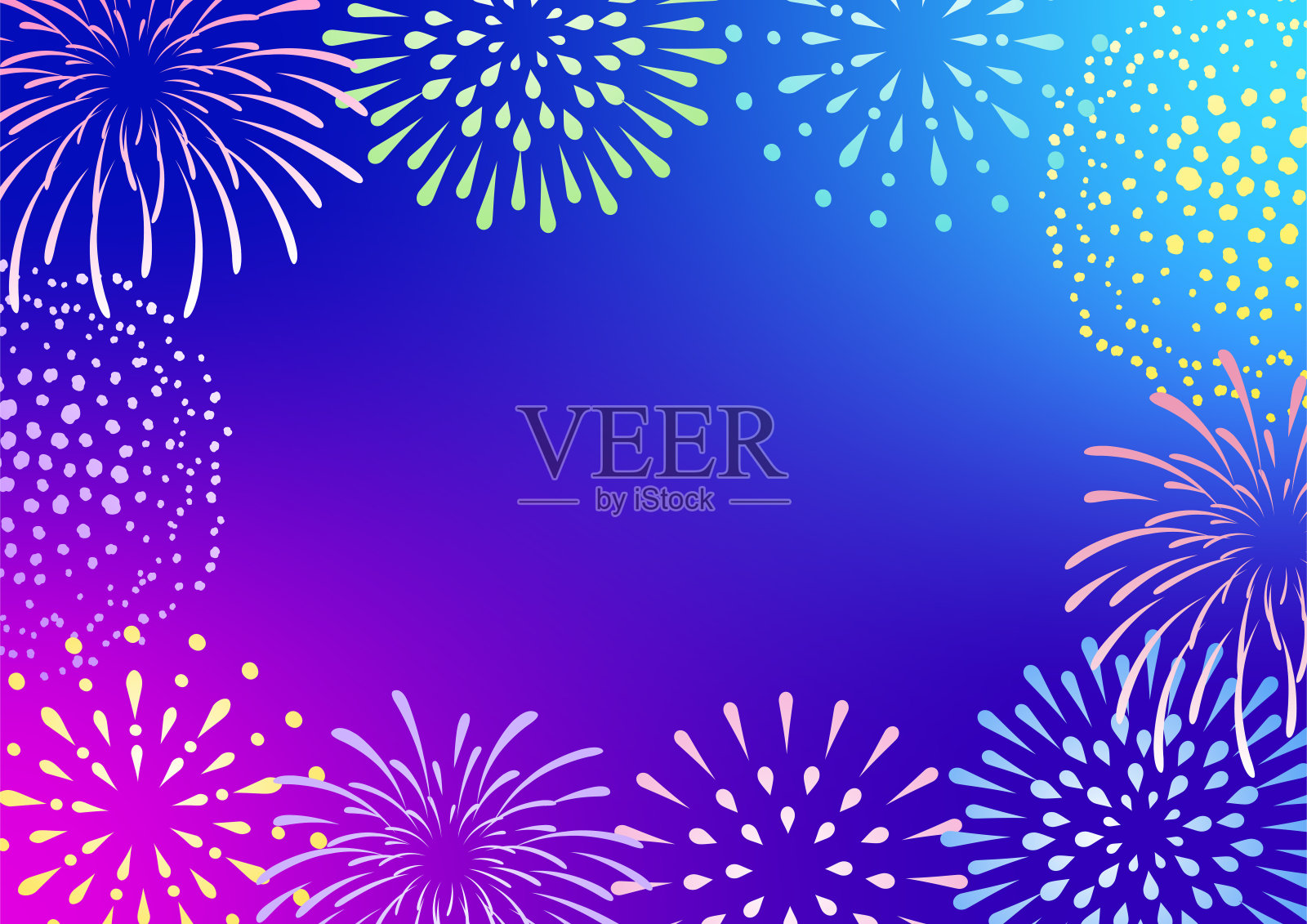 插图的Izukushii烟花与渐变背景插画图片素材