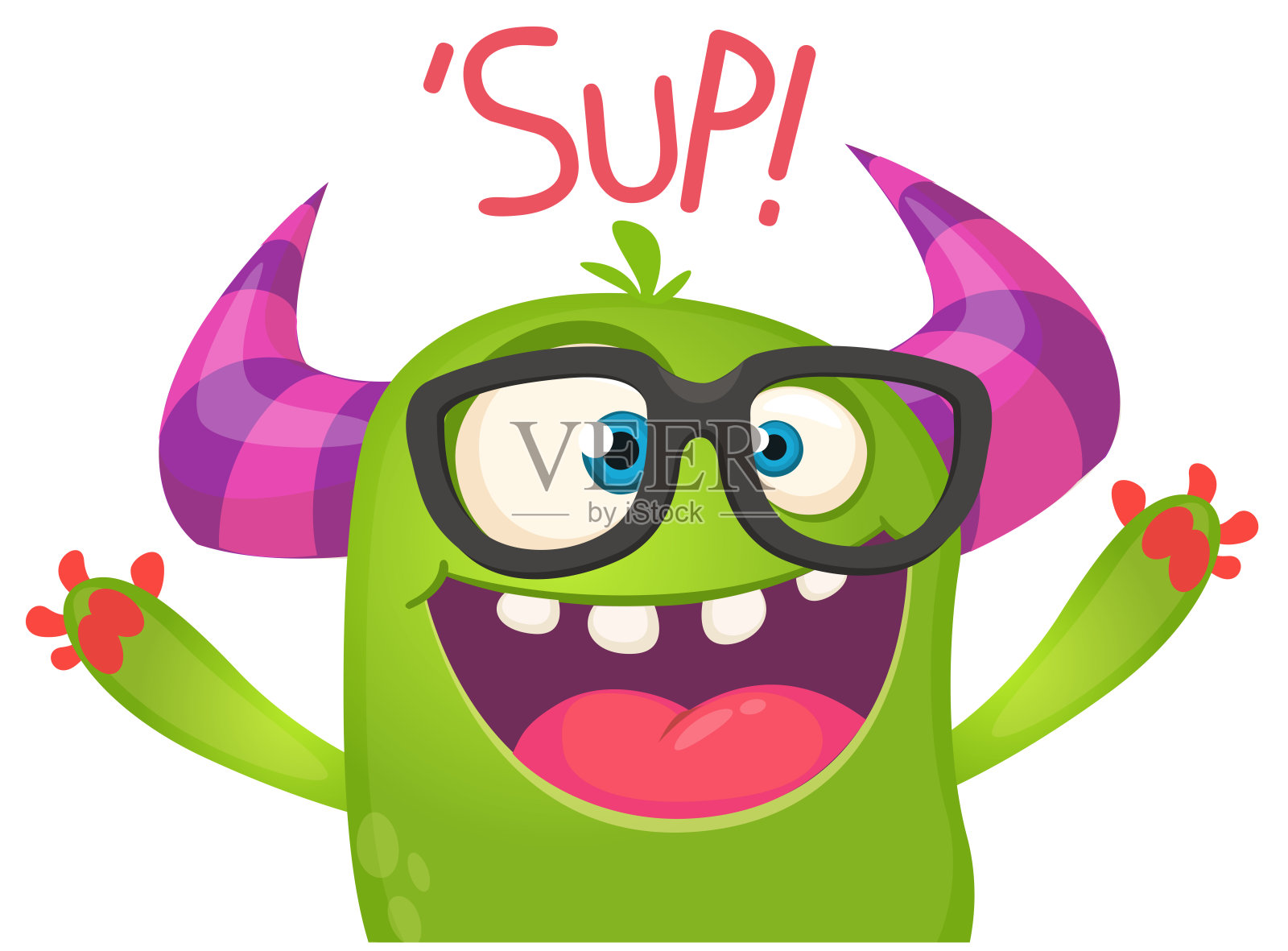 有趣的卡通怪物角色。可爱和快乐的外星人插图。万圣节矢量设计隔离插画图片素材