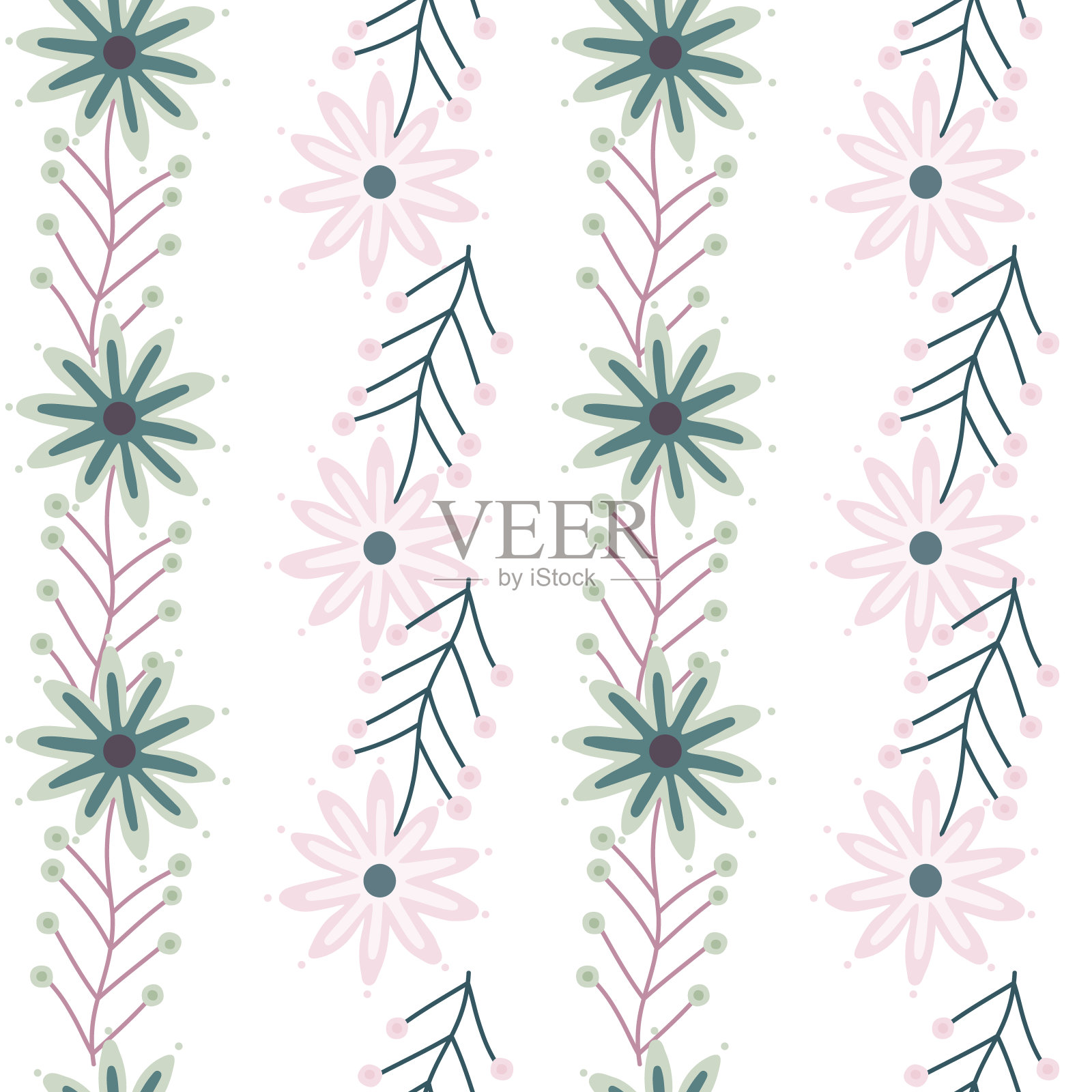 可爱的小洋甘菊花卉装饰壁纸。紫菀花无缝图案。插画图片素材