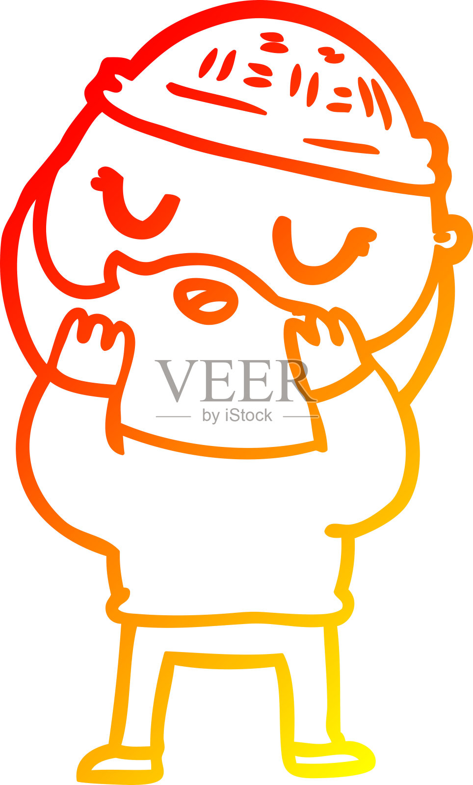 暖梯度线条画的卡通男子与胡子插画图片素材