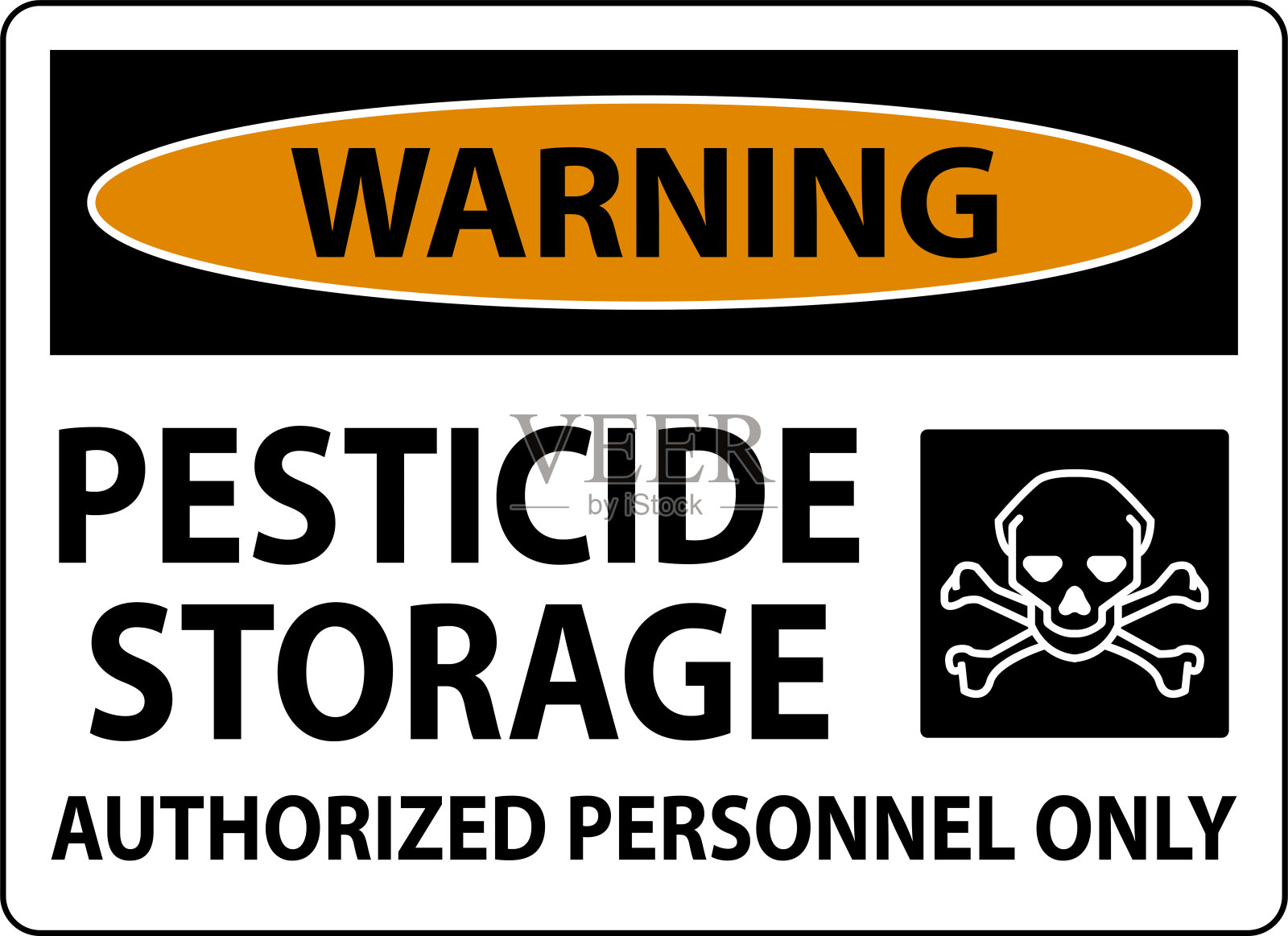 警告:农药储存只允许在白色背景上签名插画图片素材