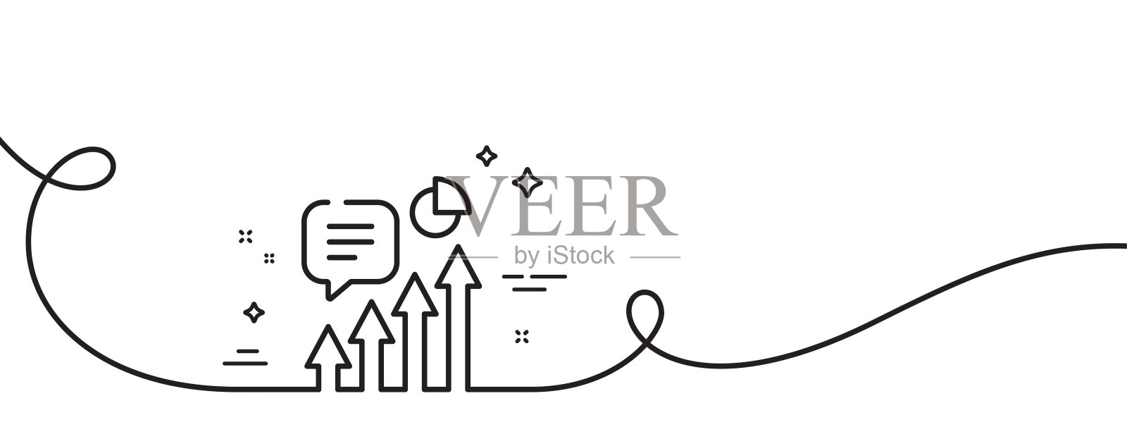 Kpi线图标。性能指标标志。带旋度的连续线。向量图标素材