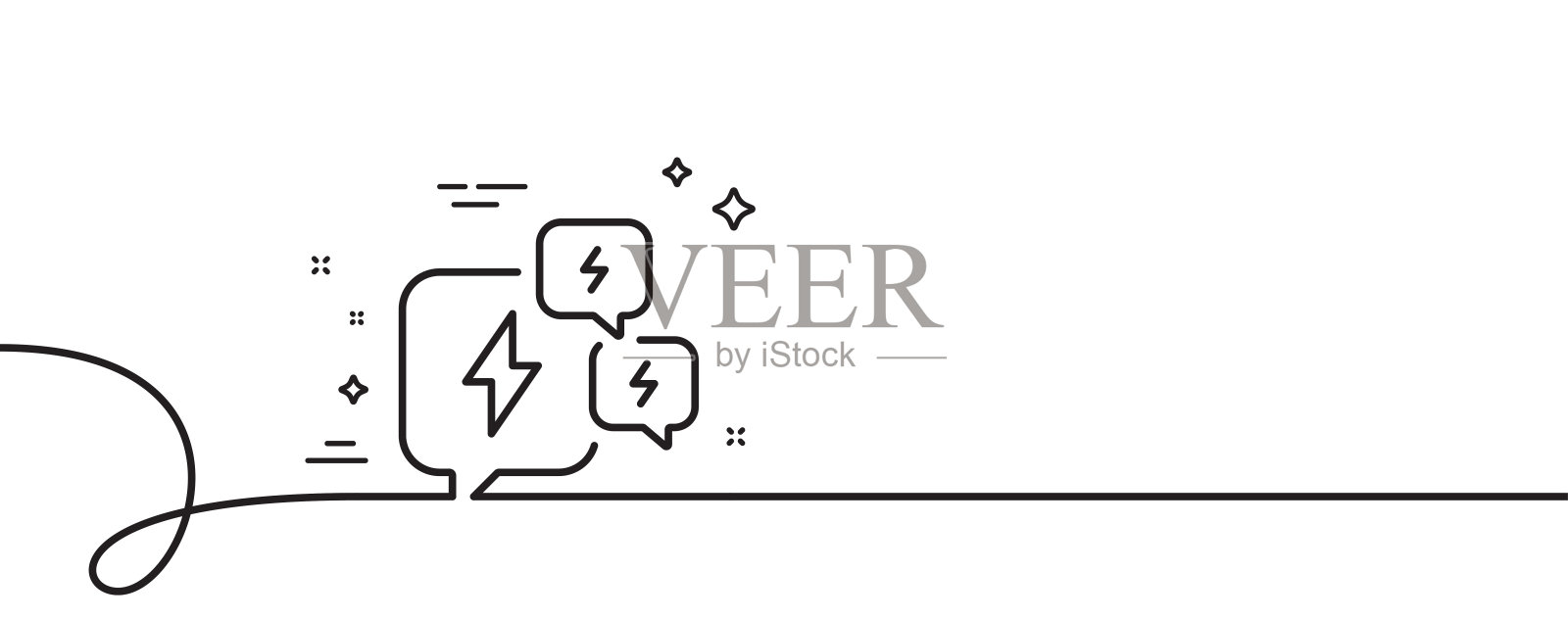 压力线性图标：焦虑抑郁聊天标志。带有卷曲的连续线。矢量插画图片素材