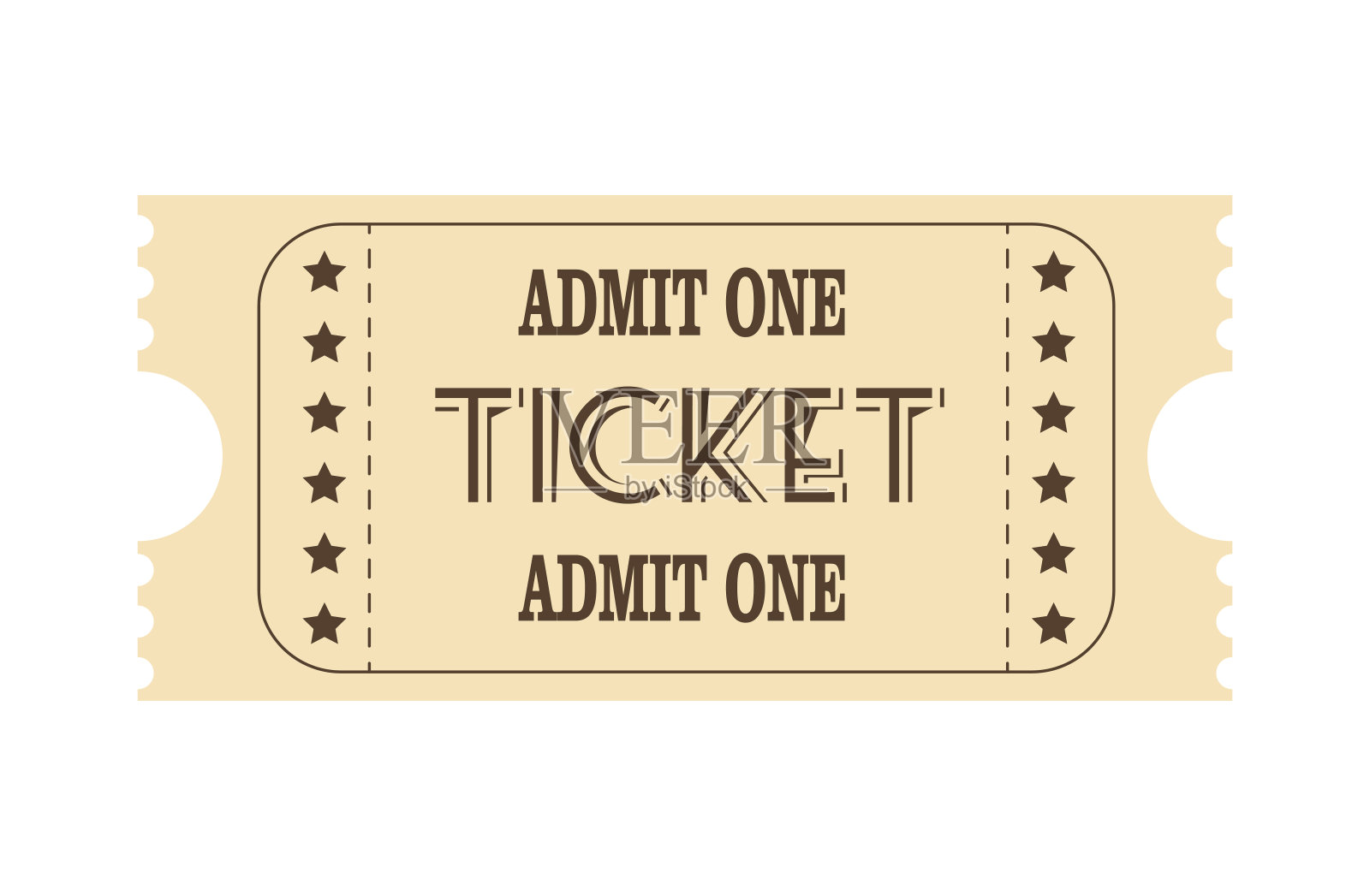 经典复古票电影院，马戏，电影，剧院，邮轮，音乐会和其他活动。复古风格，色彩柔和。插画图片素材