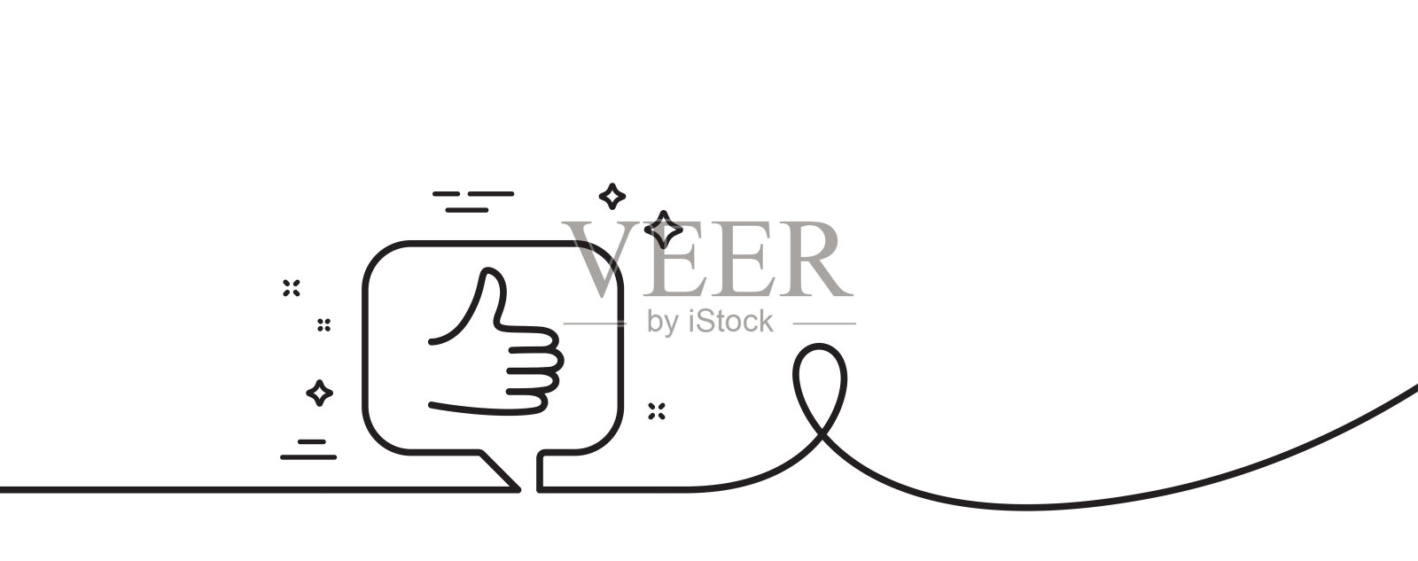 像线条图标。竖起大拇指。带旋度的连续线。向量插画图片素材