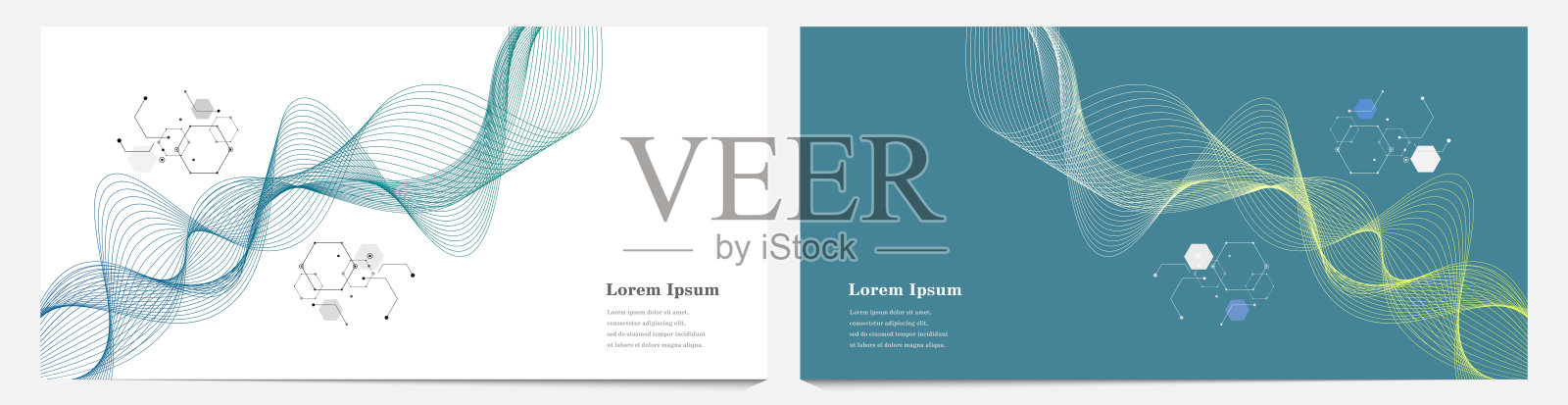 抽象多色波集，几何DNA背景，科学技术，遗传概念插画图片素材