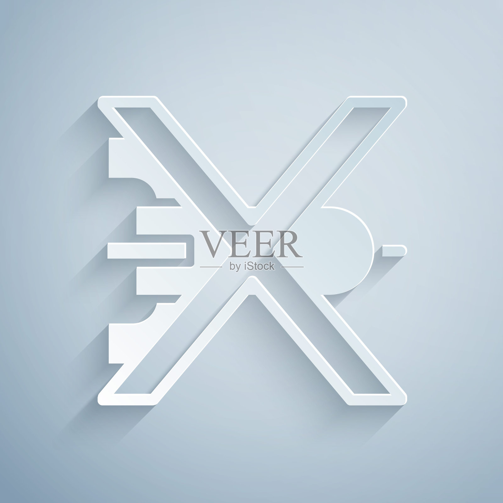 没有战争图标孤立的灰色背景。和平符号。纸艺风格。向量插画图片素材