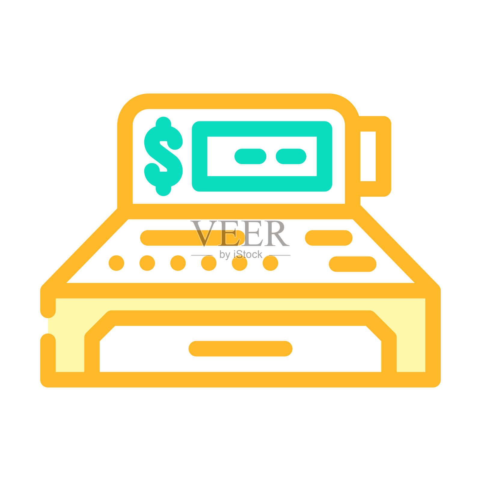 玩钱收款机玩具娃娃彩色图标矢量插图插画图片素材