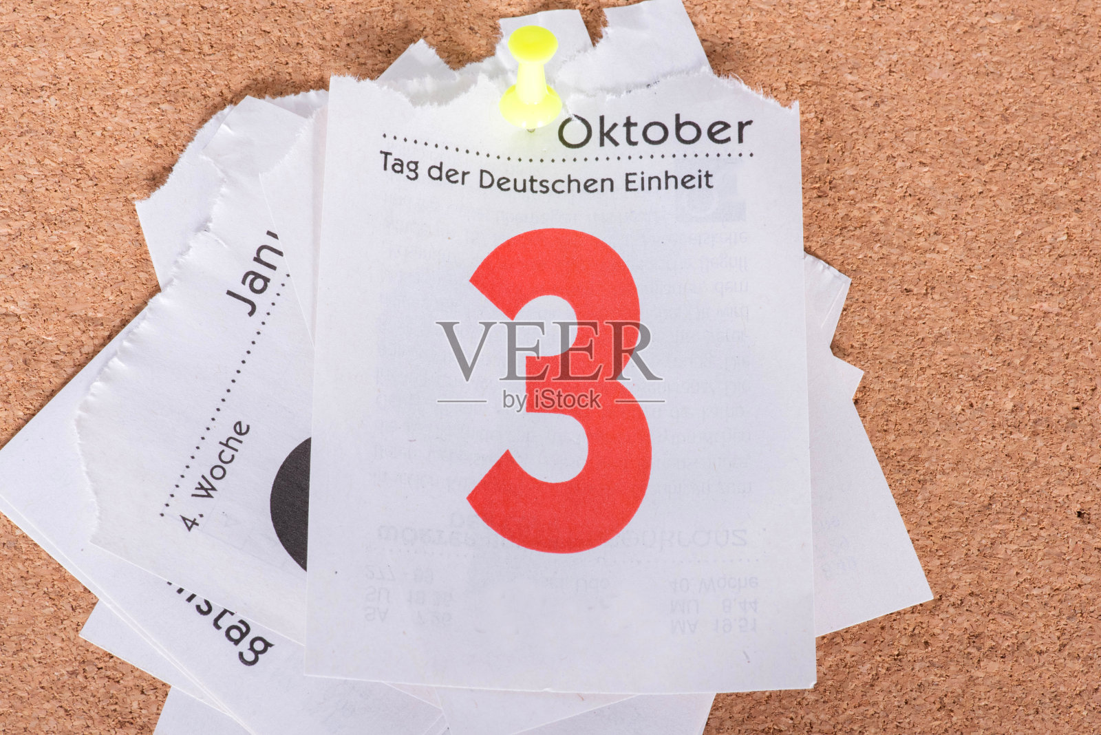 日历和十月三日是德国统一之日照片摄影图片