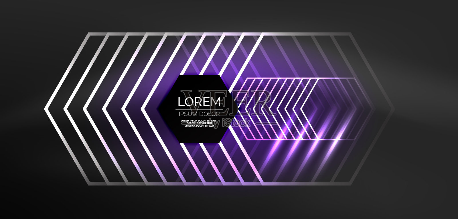 六边形抽象背景技术发光霓虹灯插画图片素材