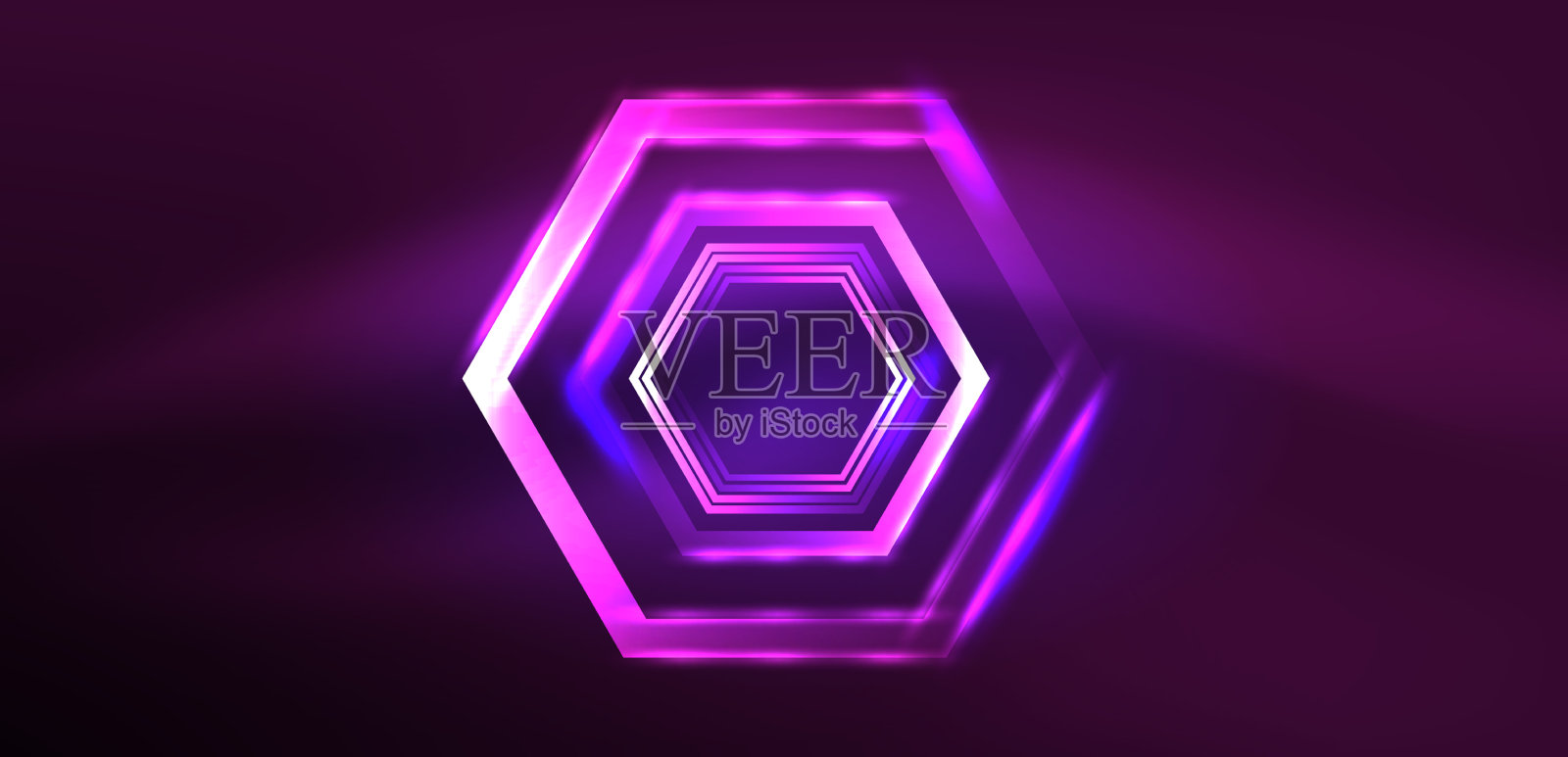 抽象的背景技术，霓虹六边形高科技插画图片素材