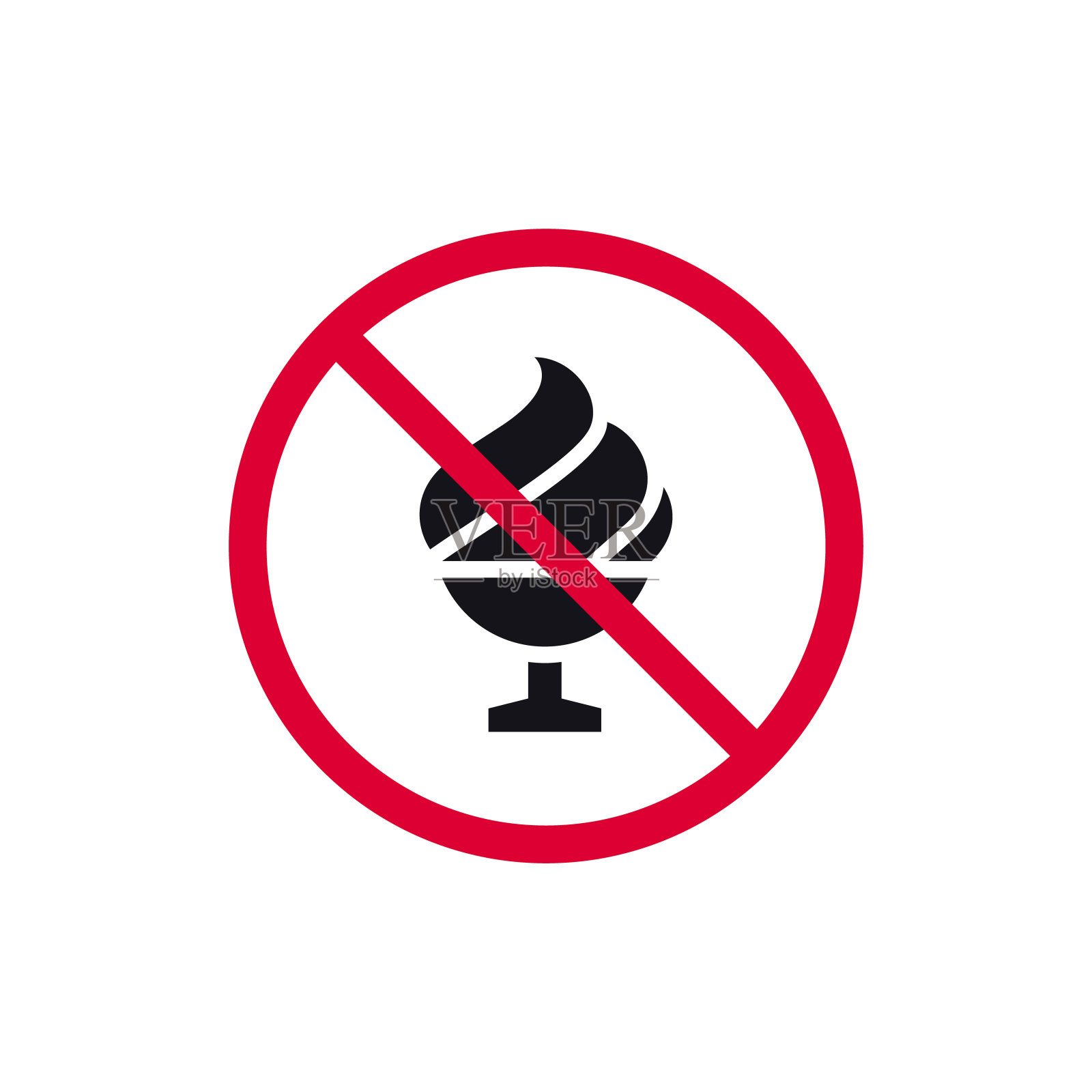 没有冰淇淋禁止标志，禁止现代圆形贴纸，矢量插图插画图片素材