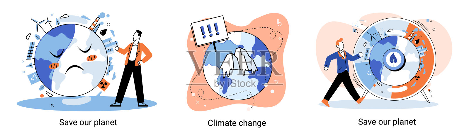 改变气候。自然，生物多样性，地球母亲。隐喻气候变化和拯救地球，世界环境日插画图片素材