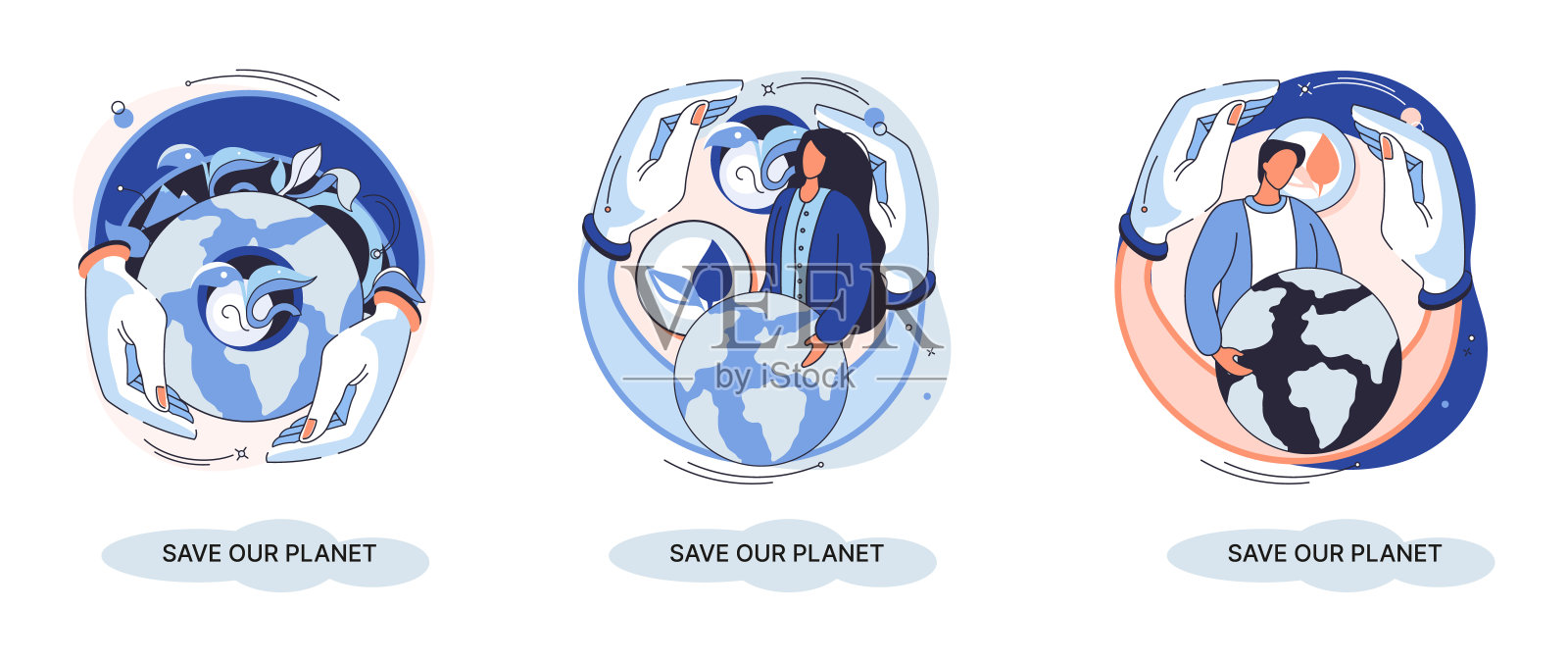 生态隐喻拯救地球地球日，关爱原生家园。可持续园艺可再生能源插画图片素材