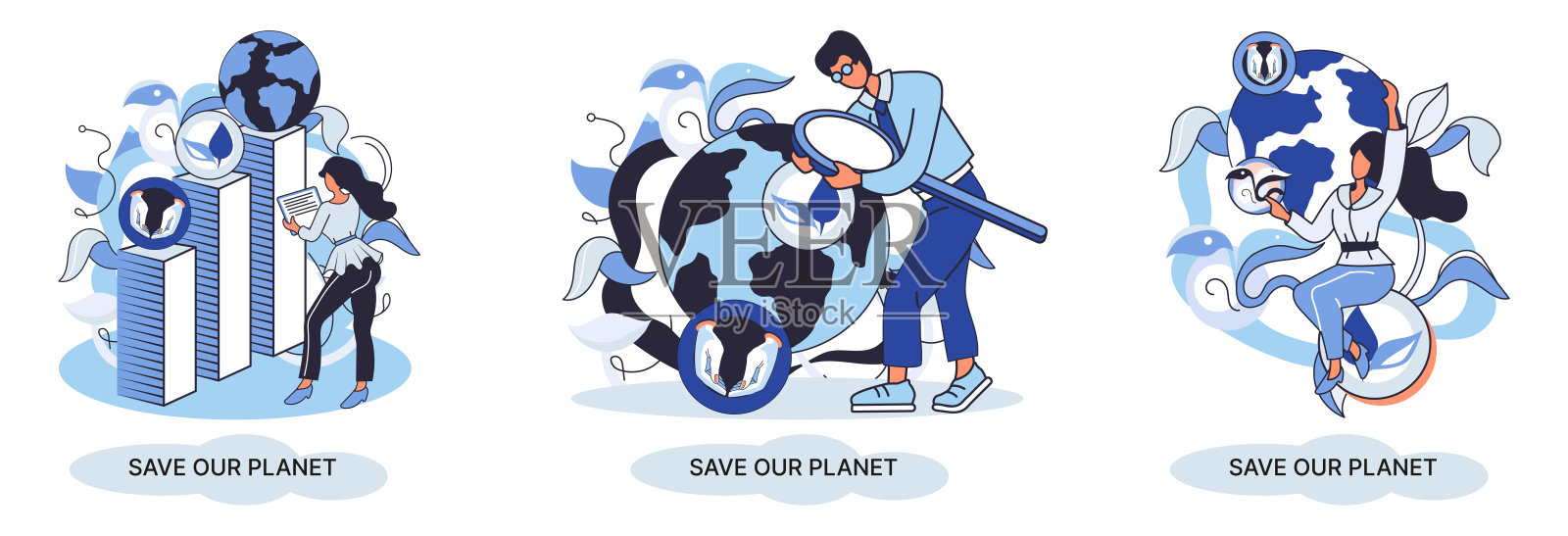 生态隐喻拯救地球地球日，关爱原生家园。可持续园艺可再生能源插画图片素材