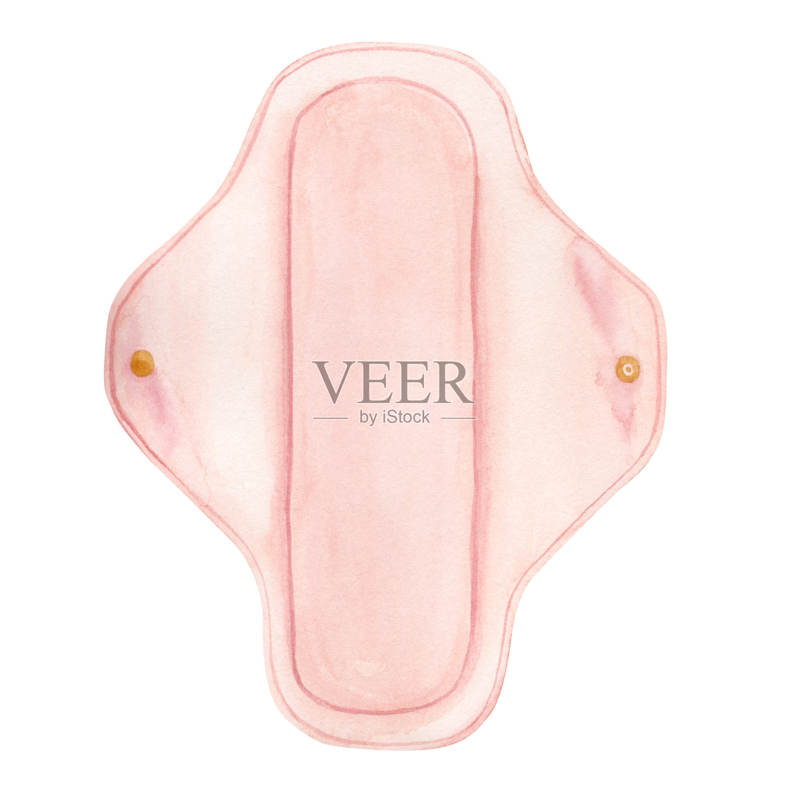 粉色清洁卫生可重复使用的卫生巾。女性个人卫生用品。零废物处理。女性经期用品，月经期女性卫生用品。水彩插图。孤立。插画图片素材