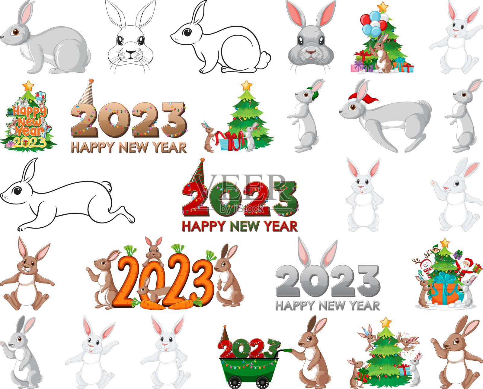 一套2023新年元素图标插画图片素材