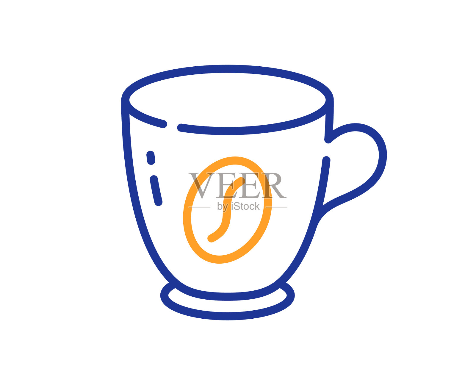 咖啡线图标热早餐茶杯标志设计元素图片