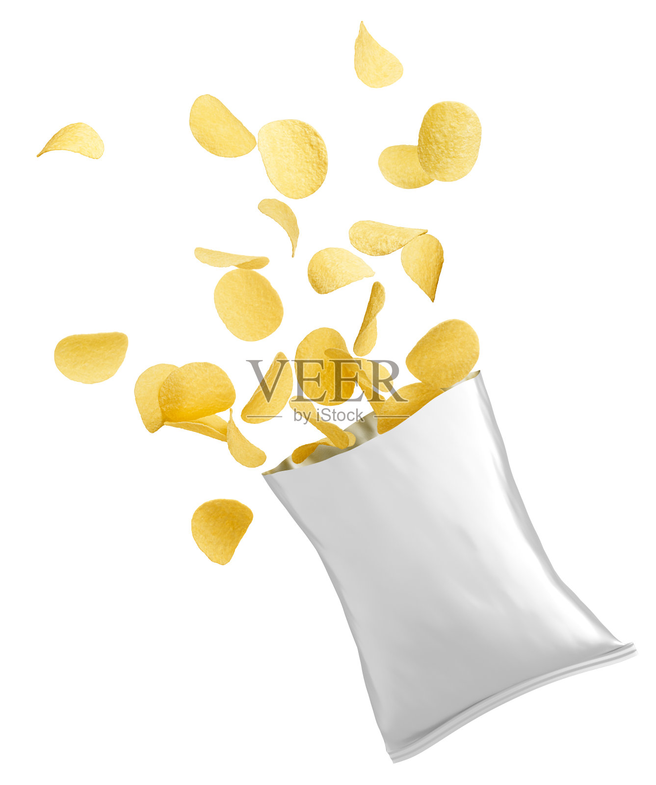 一包飞溅的薯片照片摄影图片