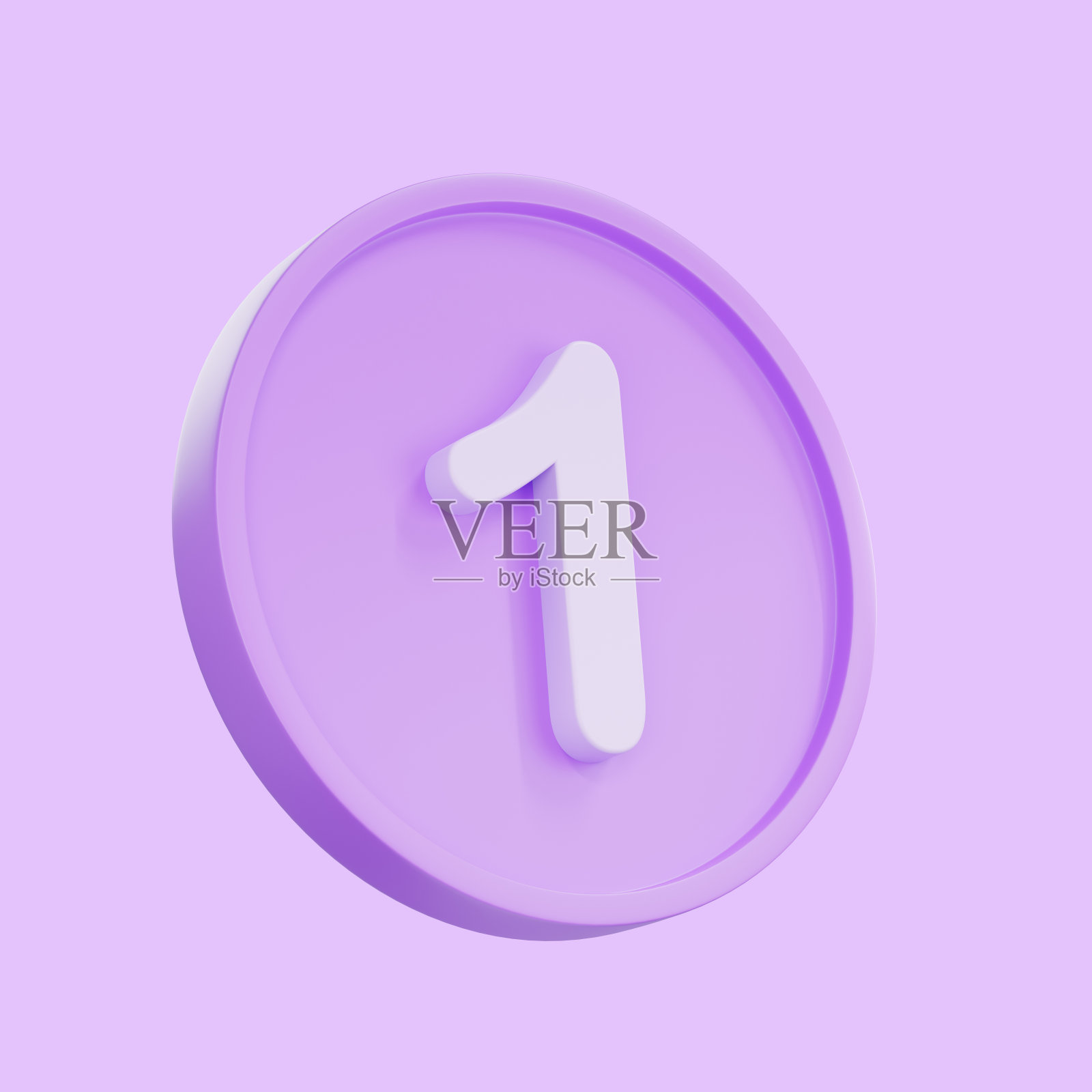 3D渲染通知按钮与数字1图标隔离的社交媒体提醒。照片摄影图片