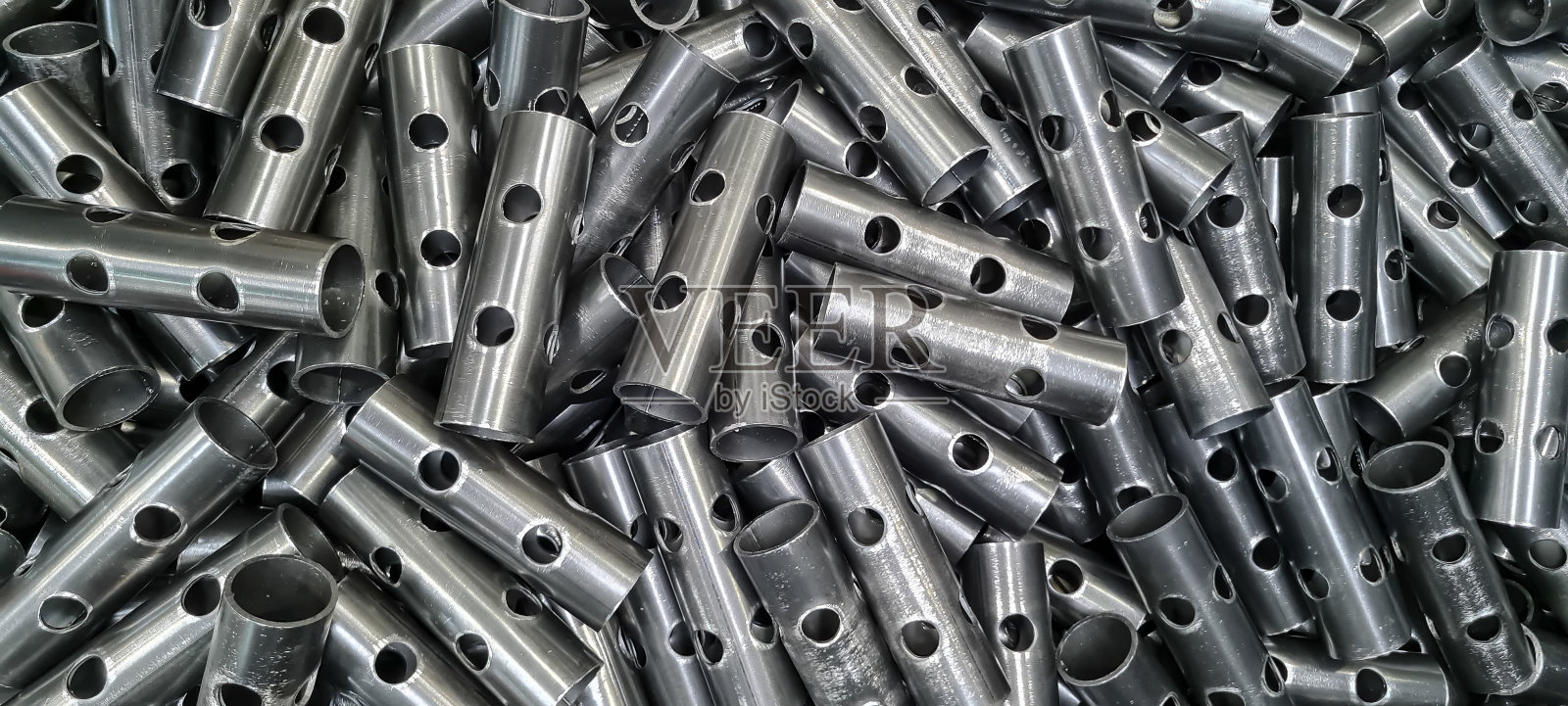 钢管在整体顶视图上有孔照片摄影图片