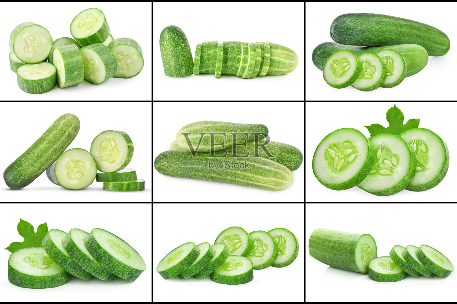 隔离在白色上的黄瓜拼贴画照片摄影图片