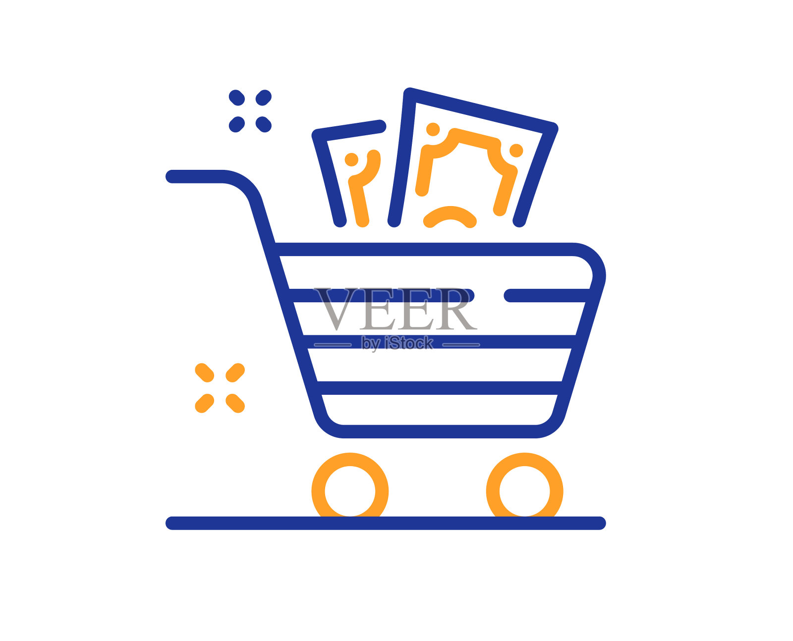 杂货篮线图标购物车标志插画图片素材