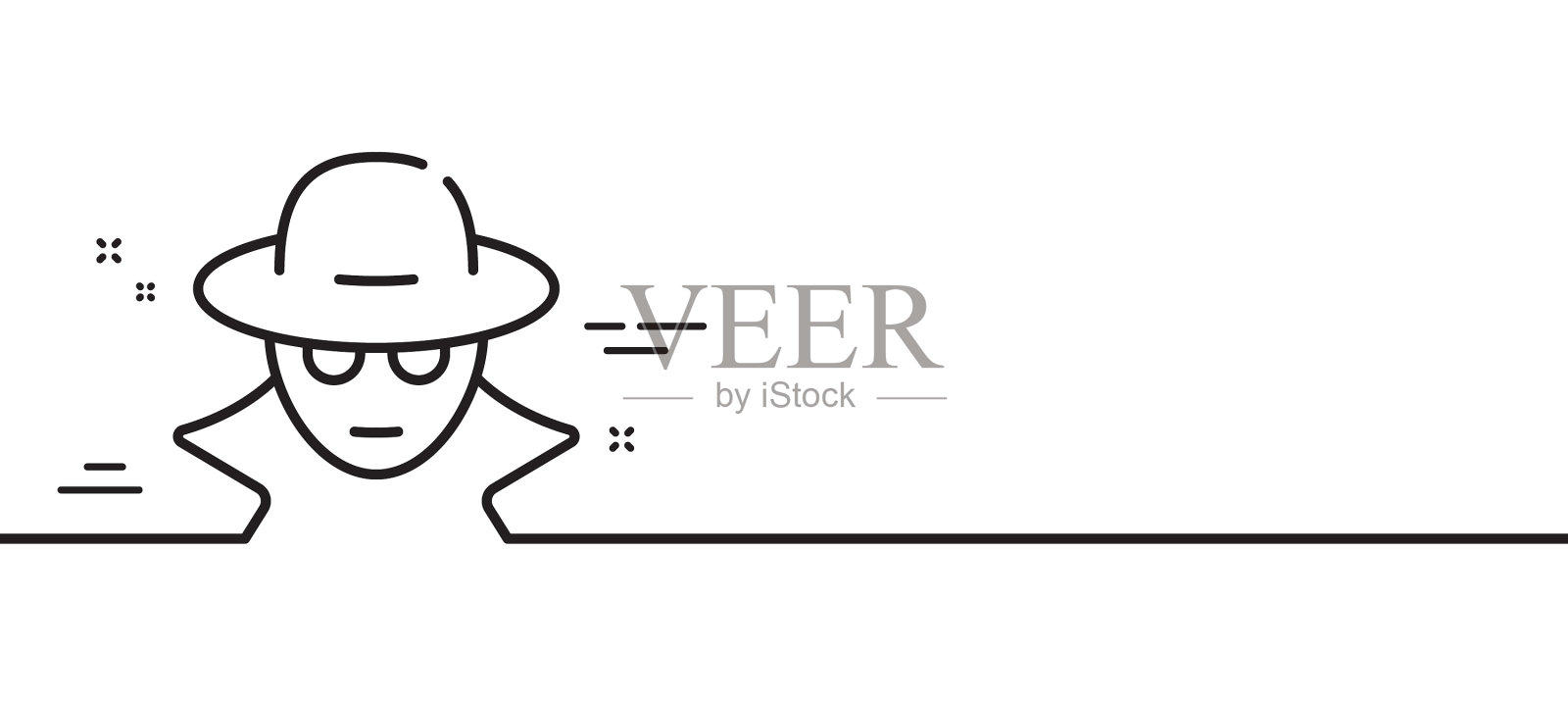 欺诈线图标间谍的小偷标志设计元素图片