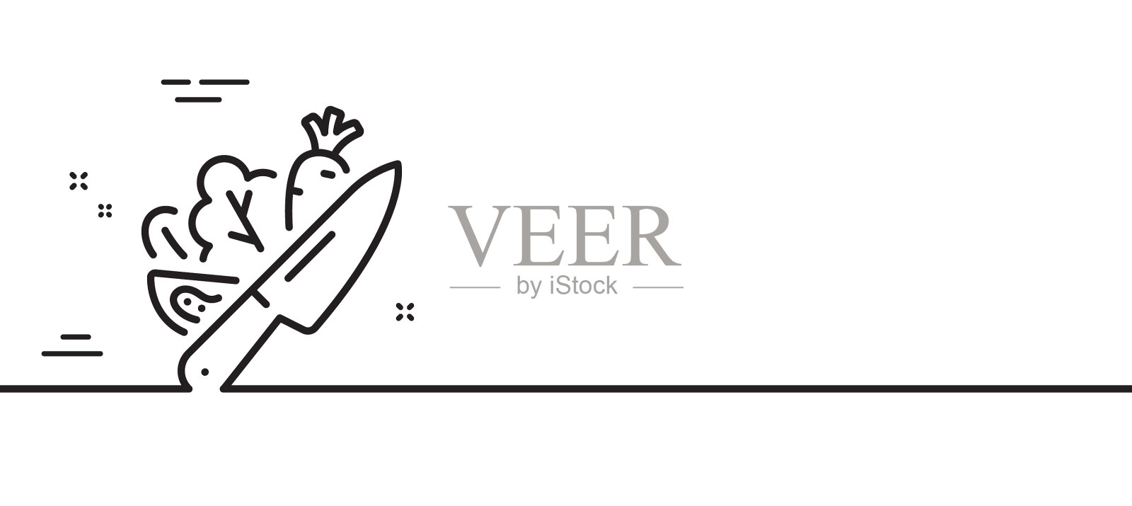 蔬菜线图标切生菜标志设计元素图片