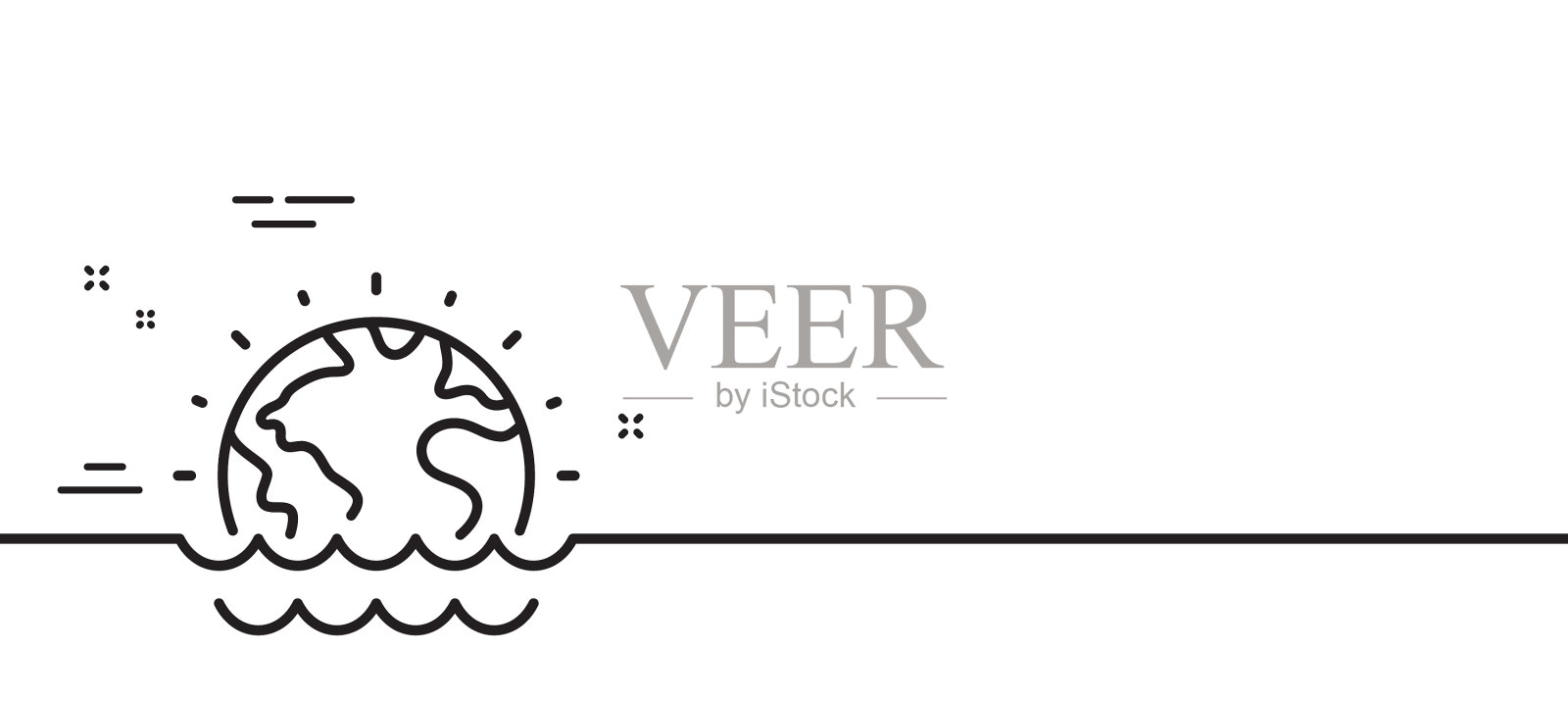 灾变线图标，气候变暖标志插画图片素材