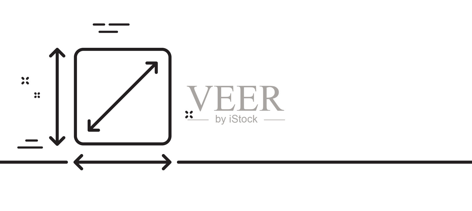 方形面积线图标房间尺寸标志插画图片素材