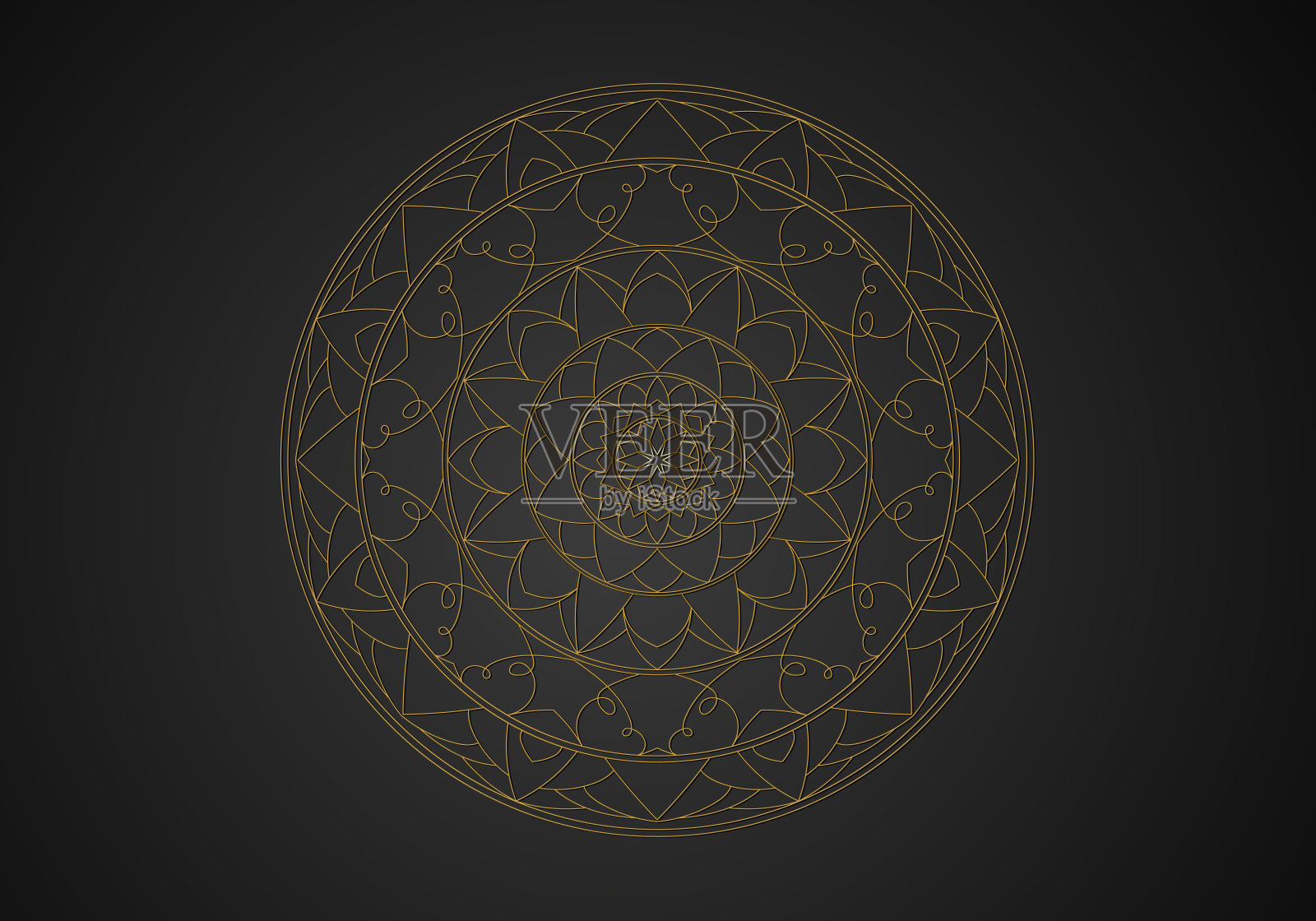 豪华装饰曼陀罗设计背景在金色插画图片素材