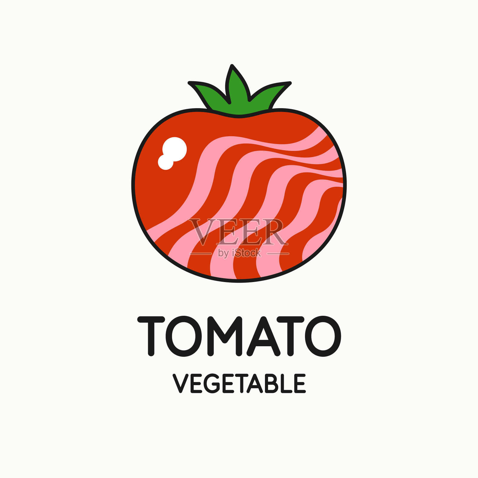 一个番茄在一个扁平的花柱孤立插画图片素材