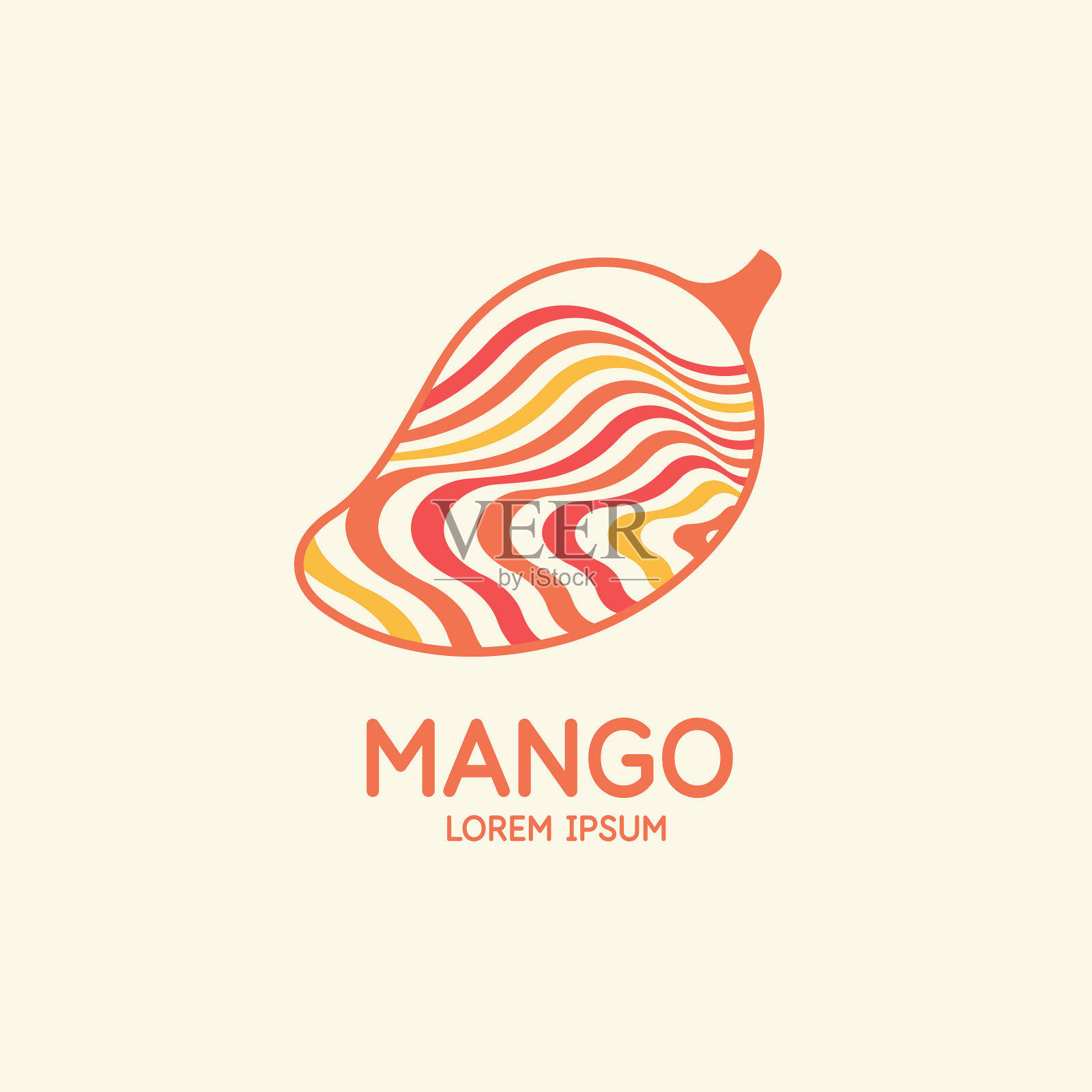 一个芒果在一个扁平的风格孤立插画图片素材