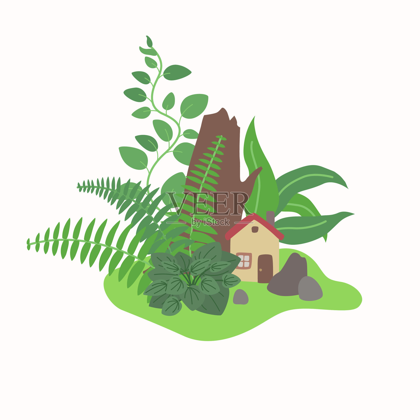 活的植物和植物的组成插画图片素材