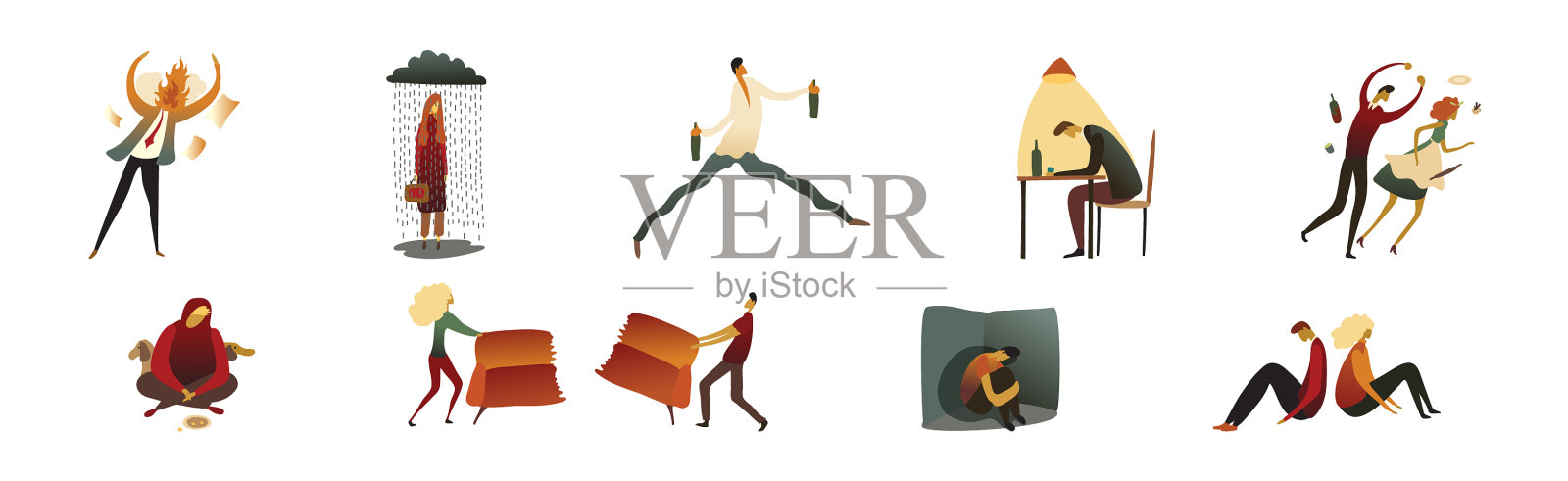 经历负面情绪的人会被孤立插画图片素材