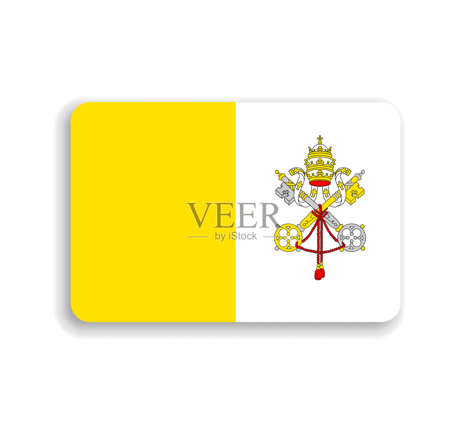 梵蒂冈城的圆角长方形旗帜插画图片素材